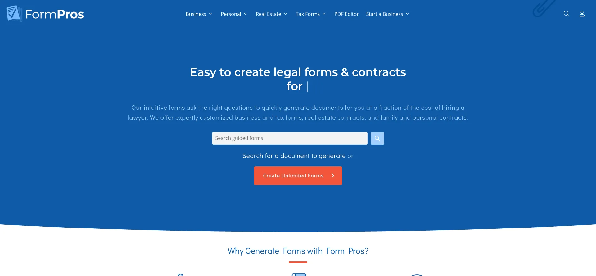 Website screenshot of Formpros.com