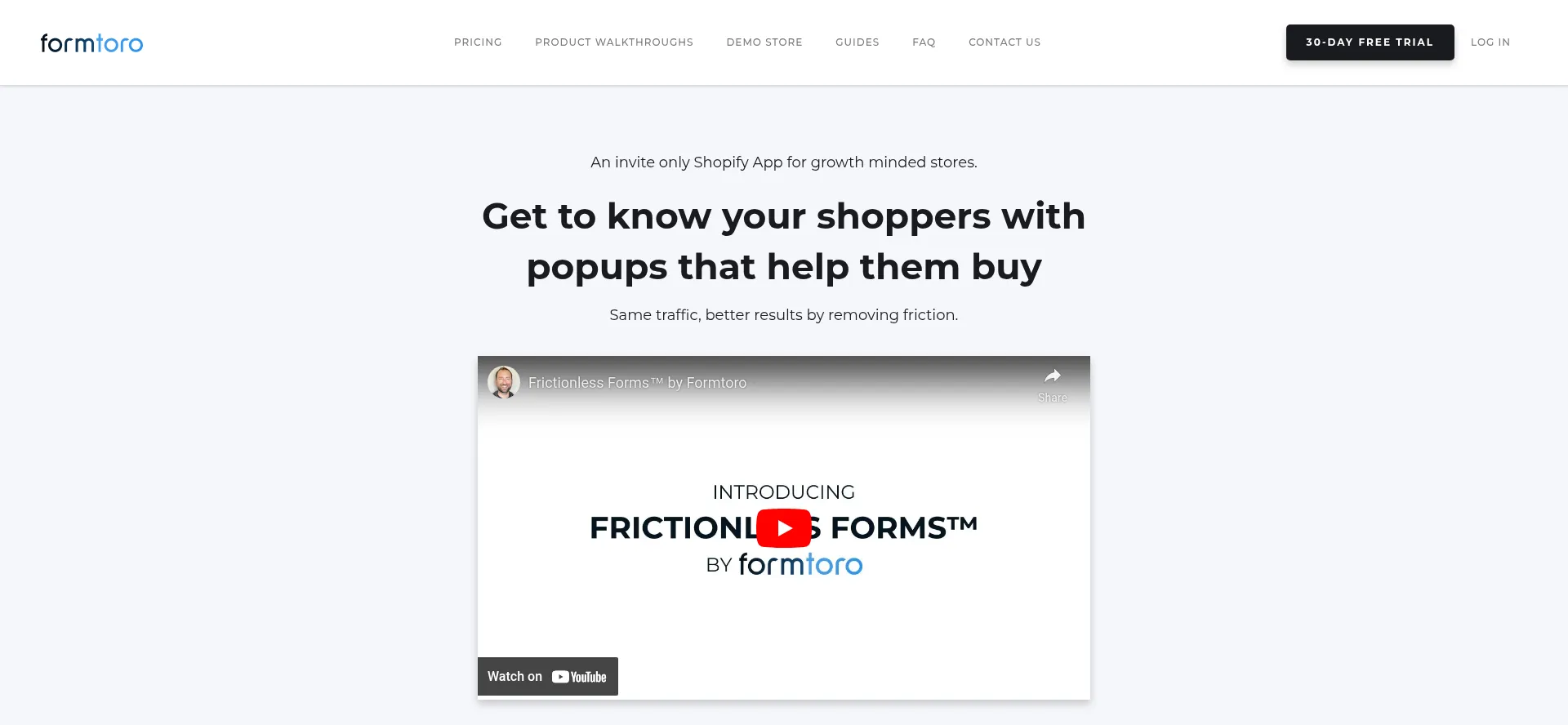 Website screenshot of Formtoro.com