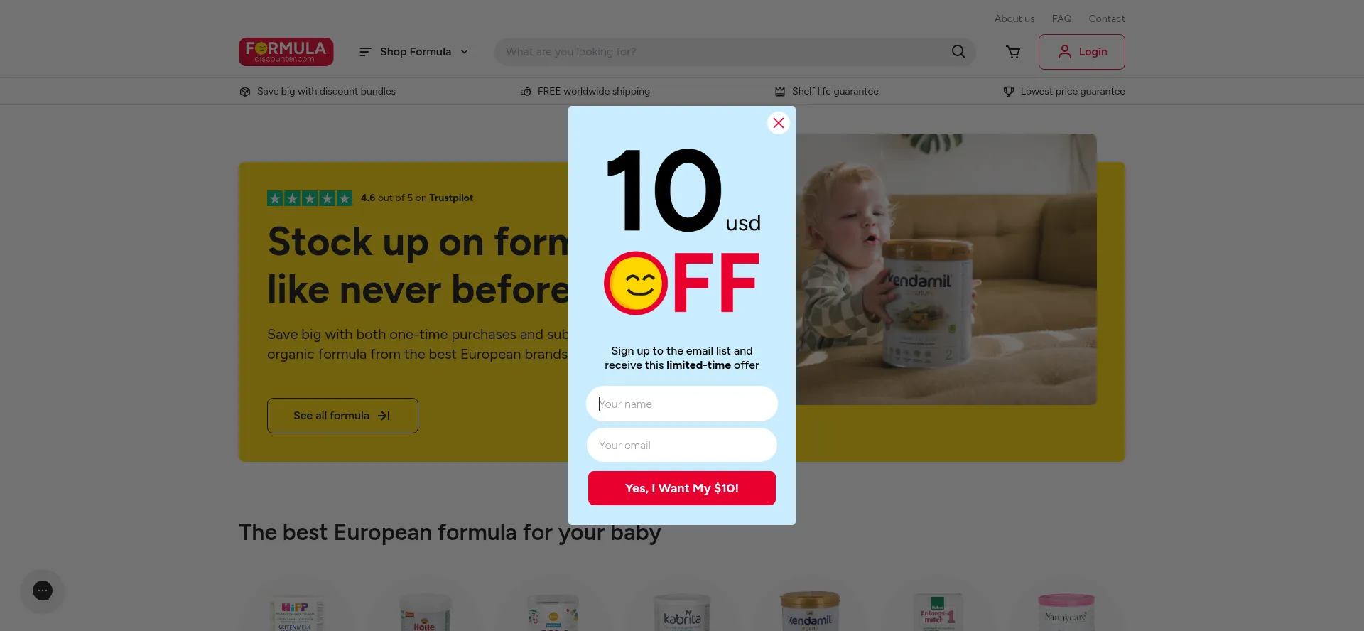 Website screenshot of Formuladiscounter.com