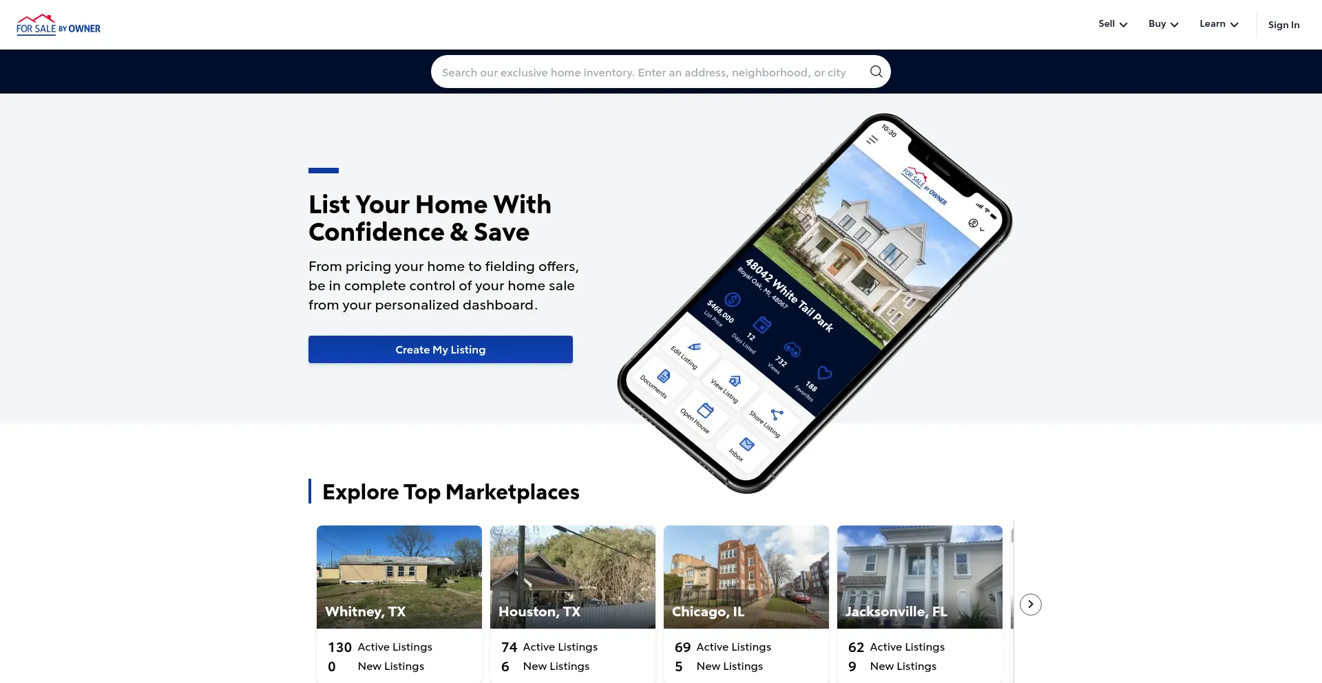 Website screenshot of Forsalebyowner.com