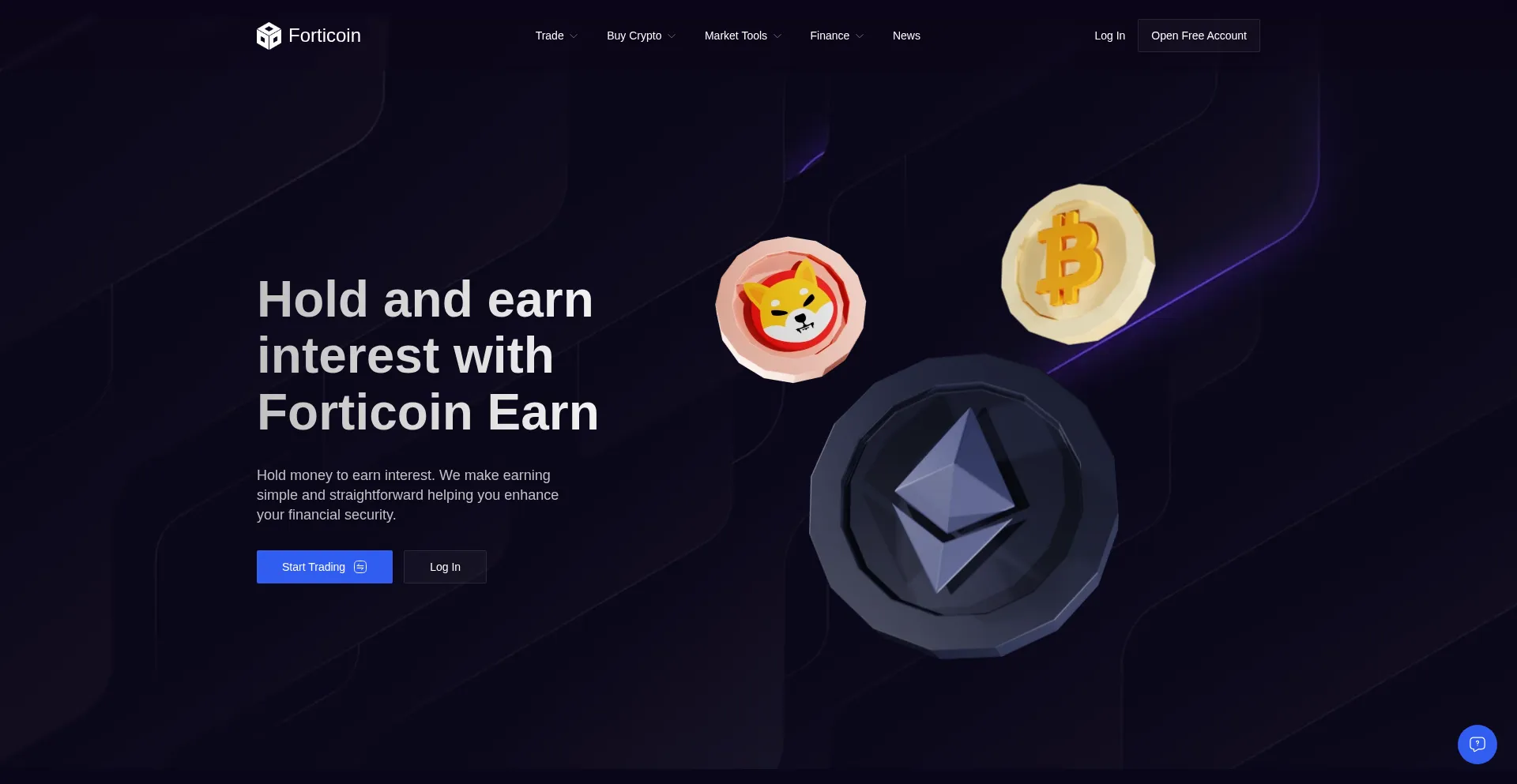Website screenshot of Forticoin.com