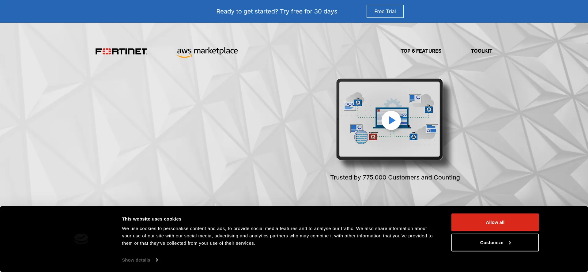 Website screenshot of Fortigate-aws.com