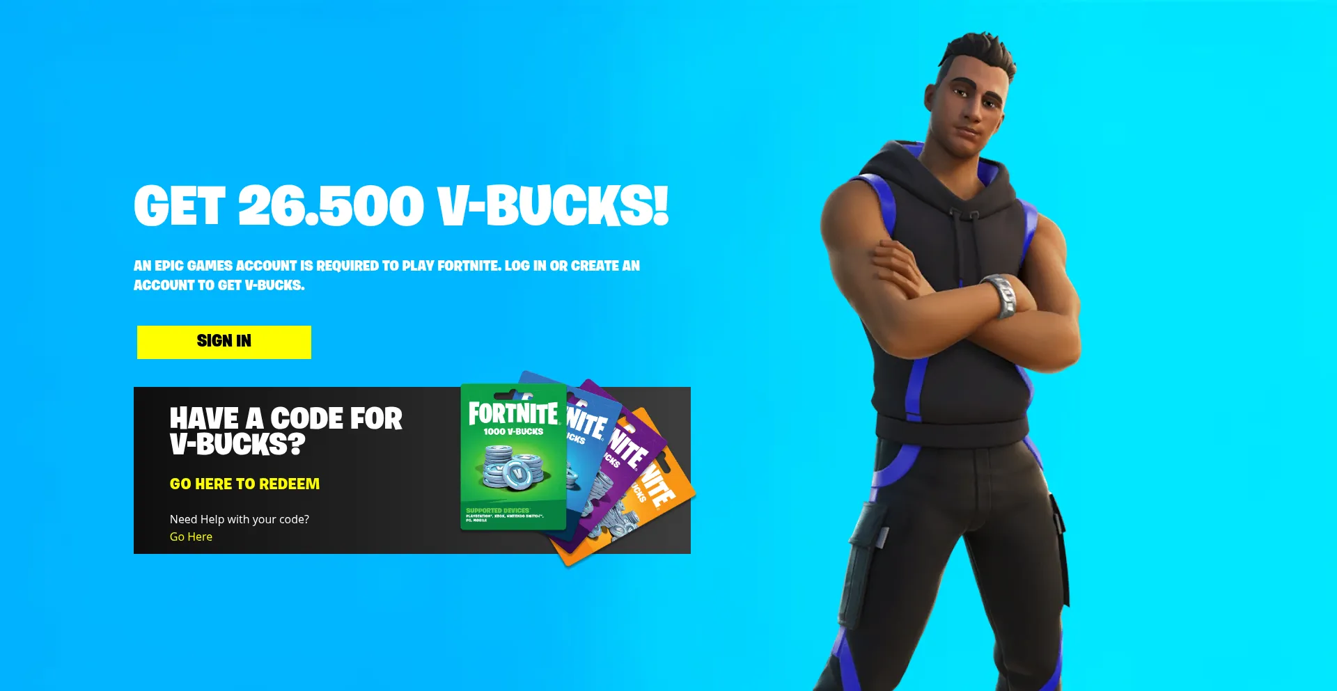 Website screenshot of Fortnitepic.com