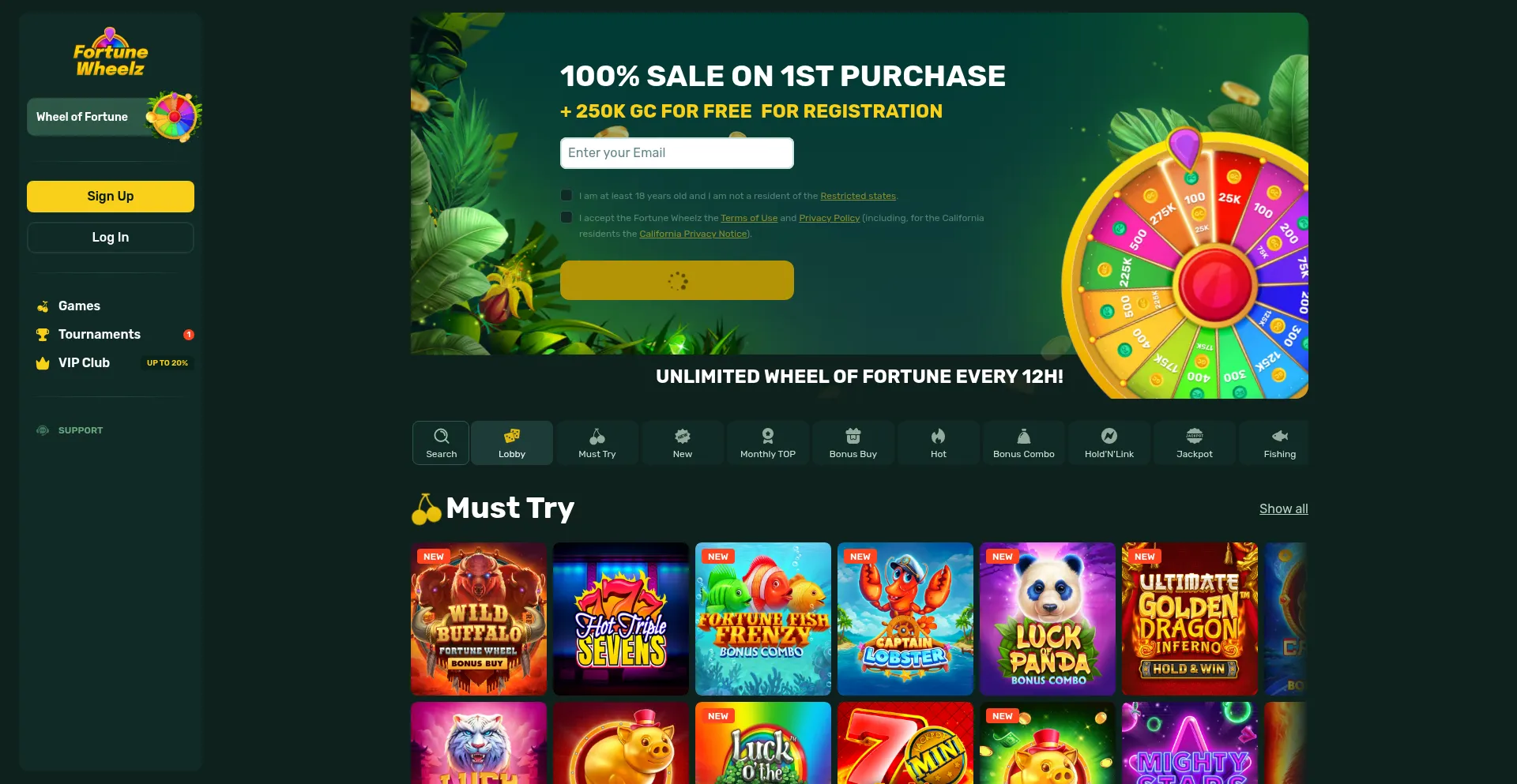 Fortunewheelz.com Screenshot