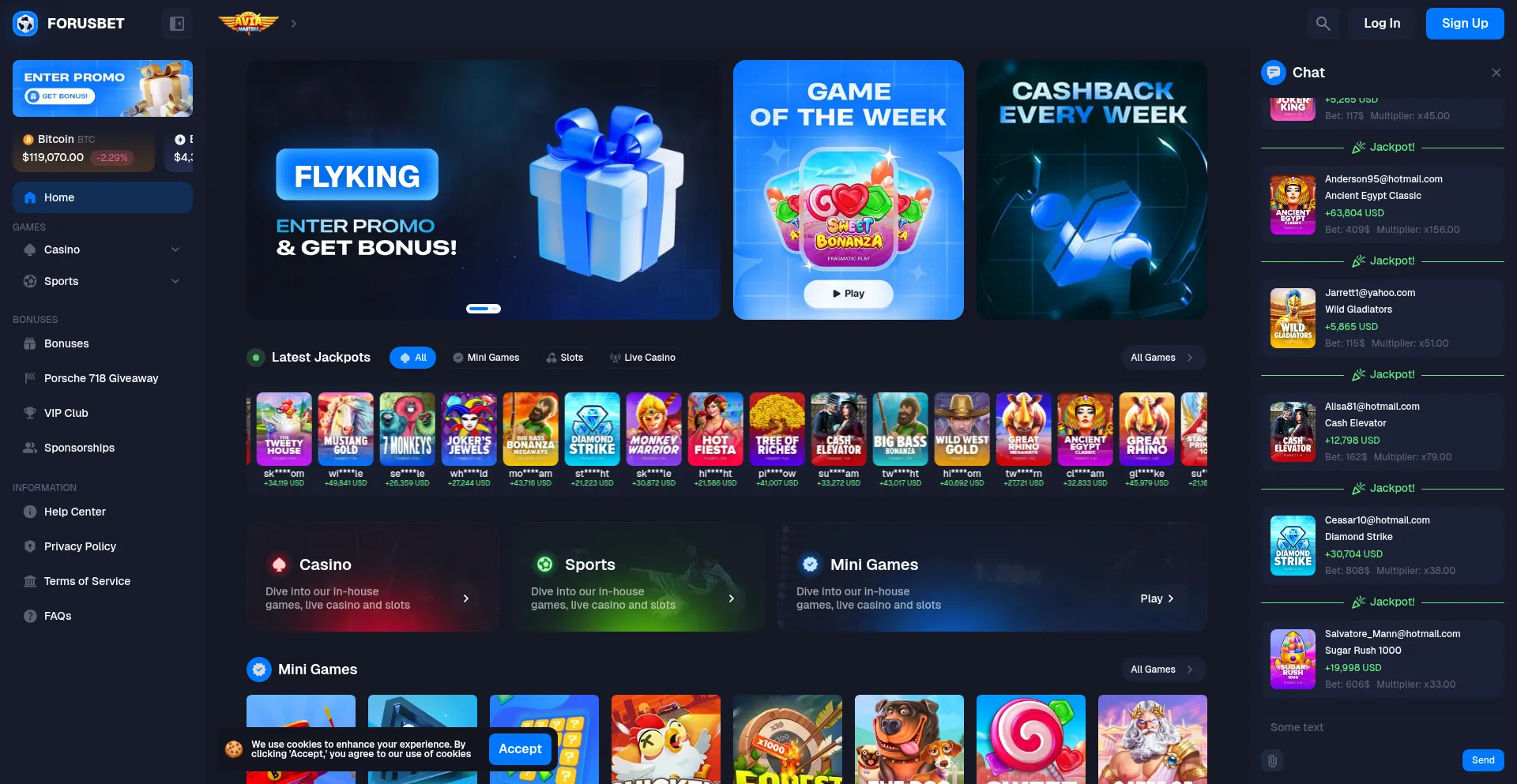 Website screenshot of Forusbet.com