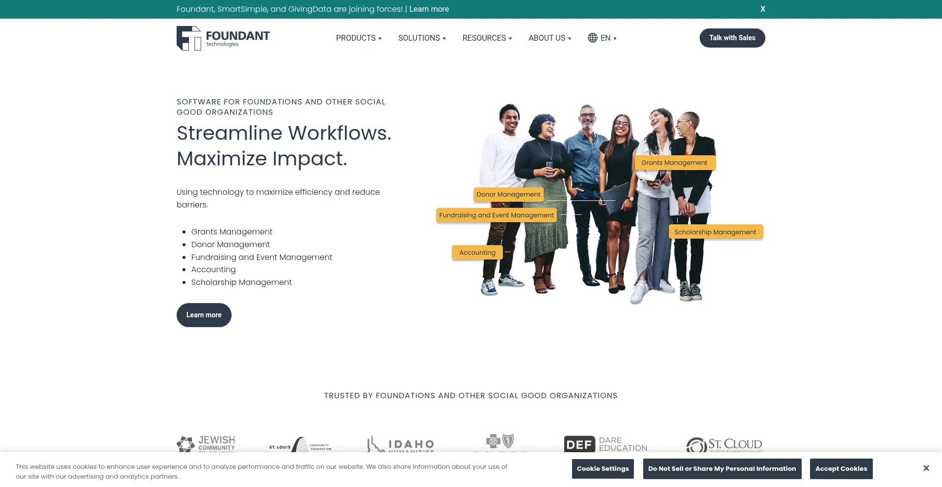 Website screenshot of Foundant.com