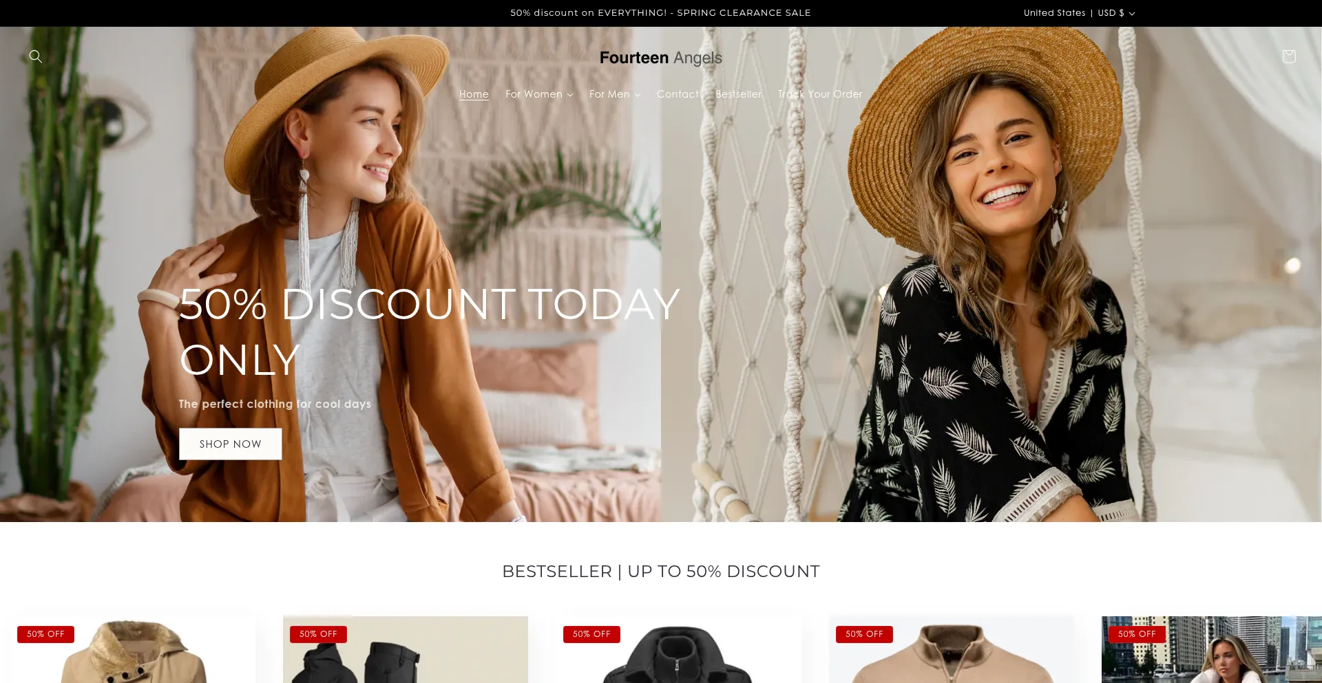 Website screenshot of Fourteenangels.com