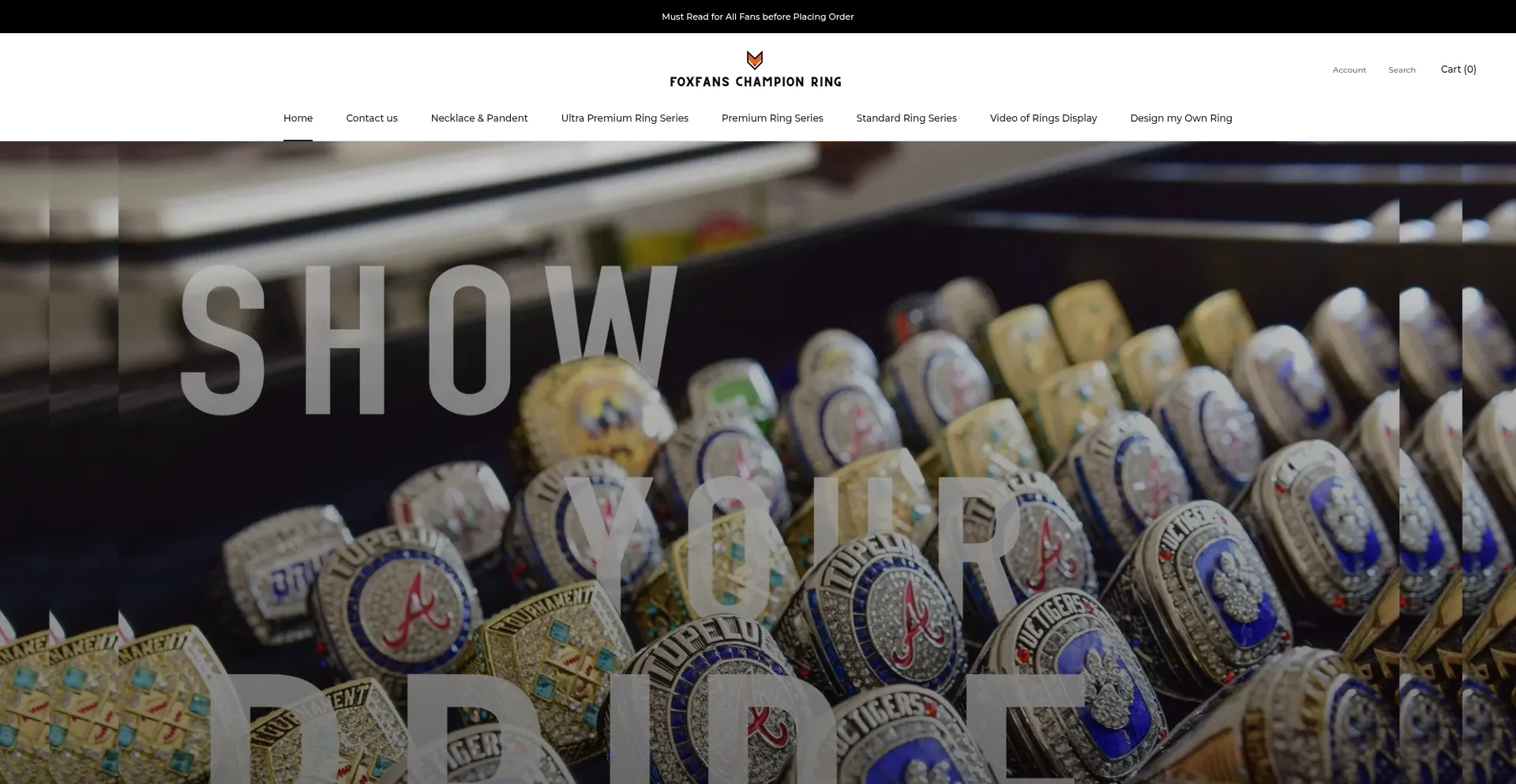 Website screenshot of Foxfansblingring.com