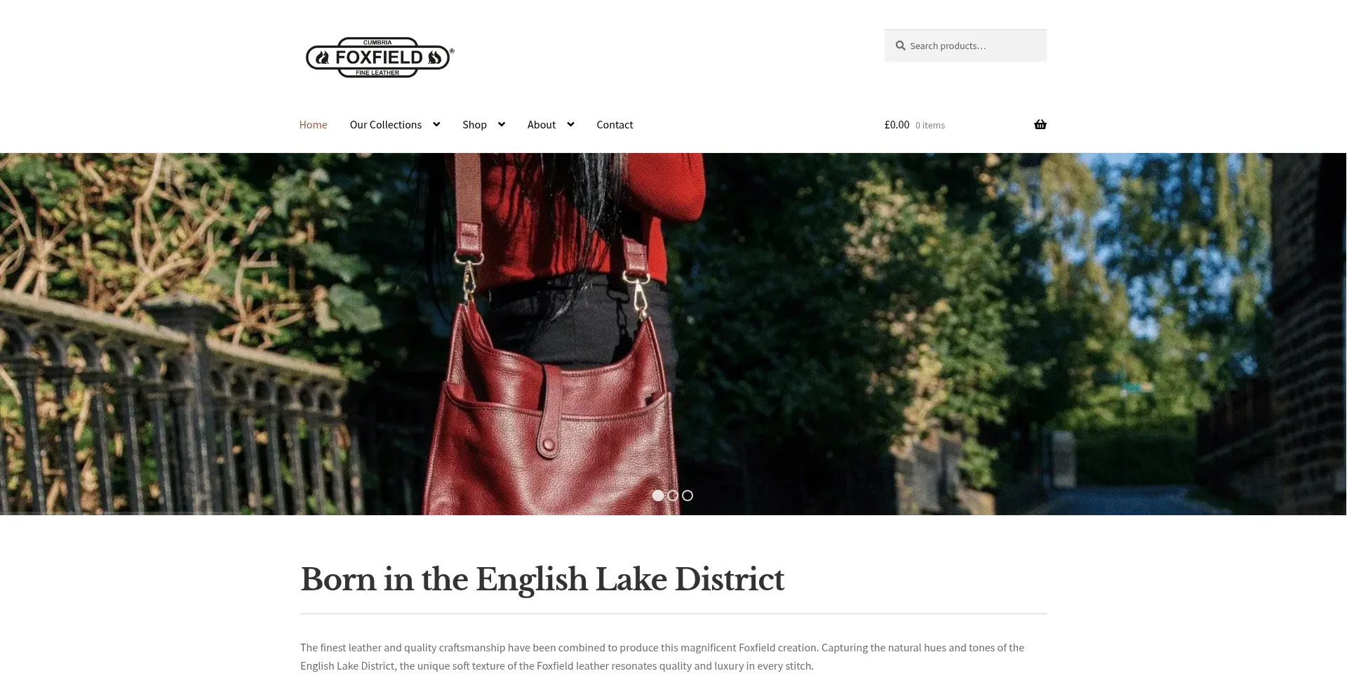 Website screenshot of Foxfieldleather.co.uk