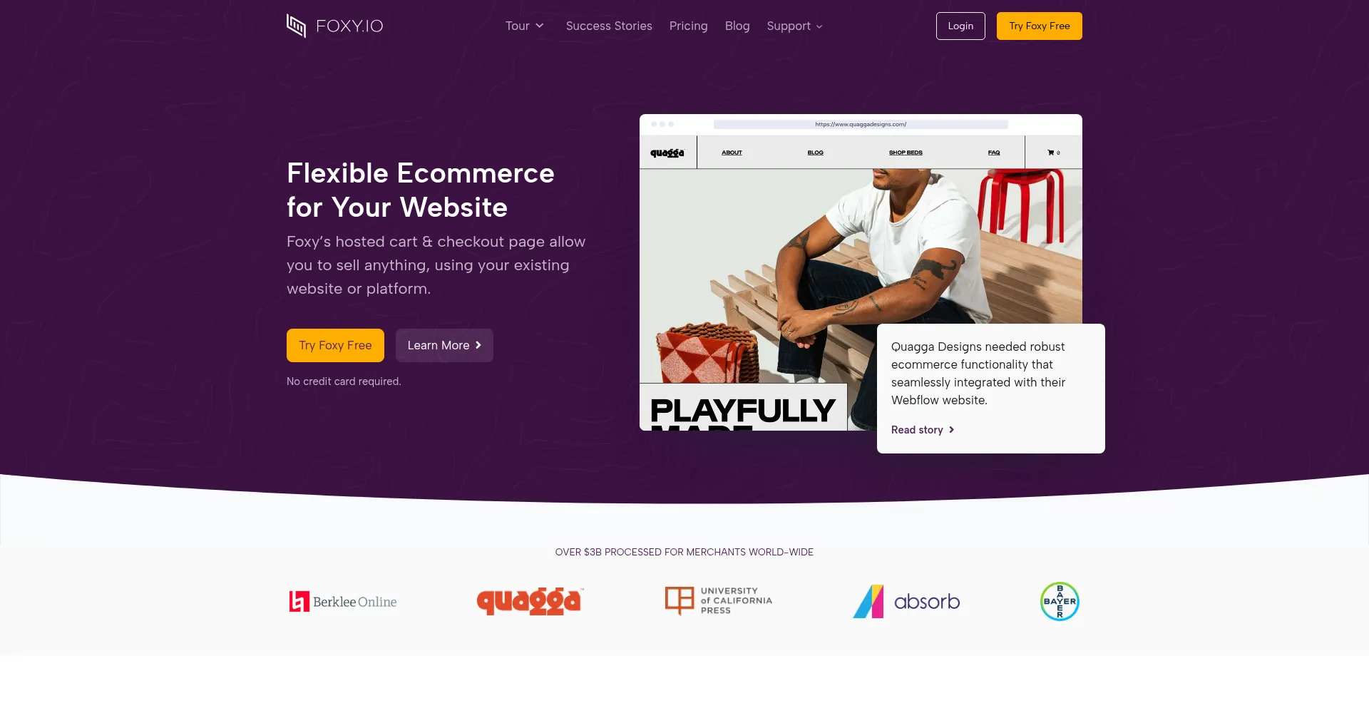 Website screenshot of Foxy.io