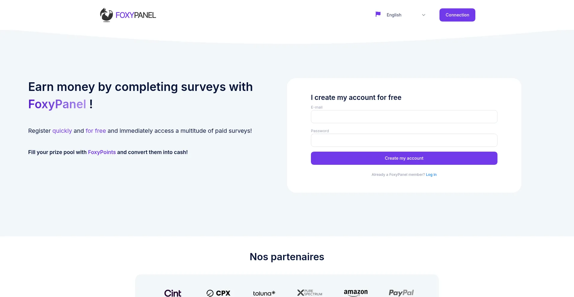 Website screenshot of Foxypanel.com