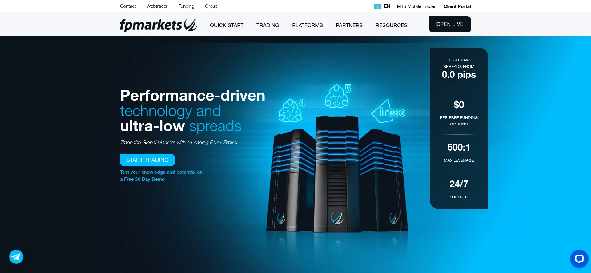Website screenshot of Fpmarkets.com