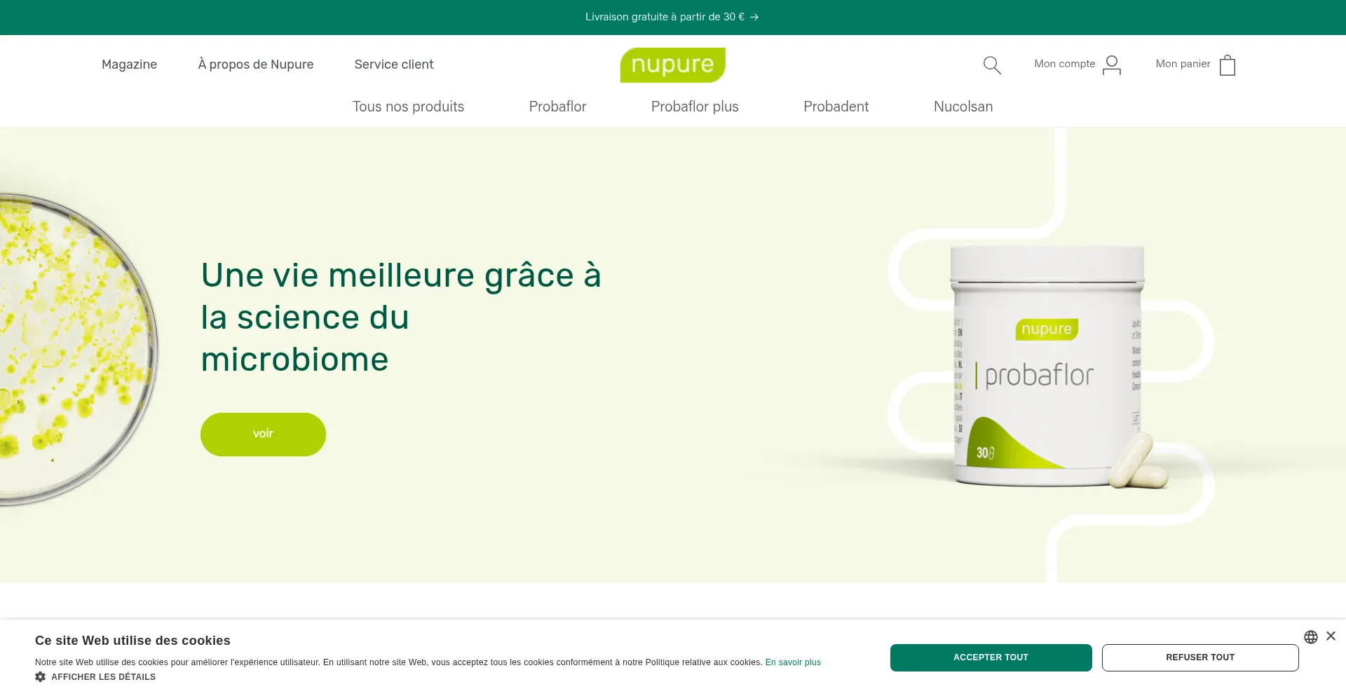 Website screenshot of Fr.nupure.eu