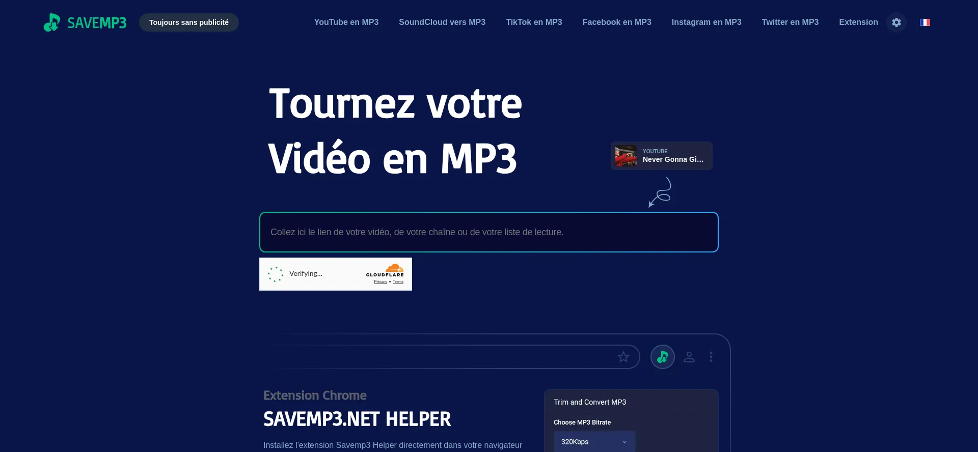 Website screenshot of Fr.savemp3.net