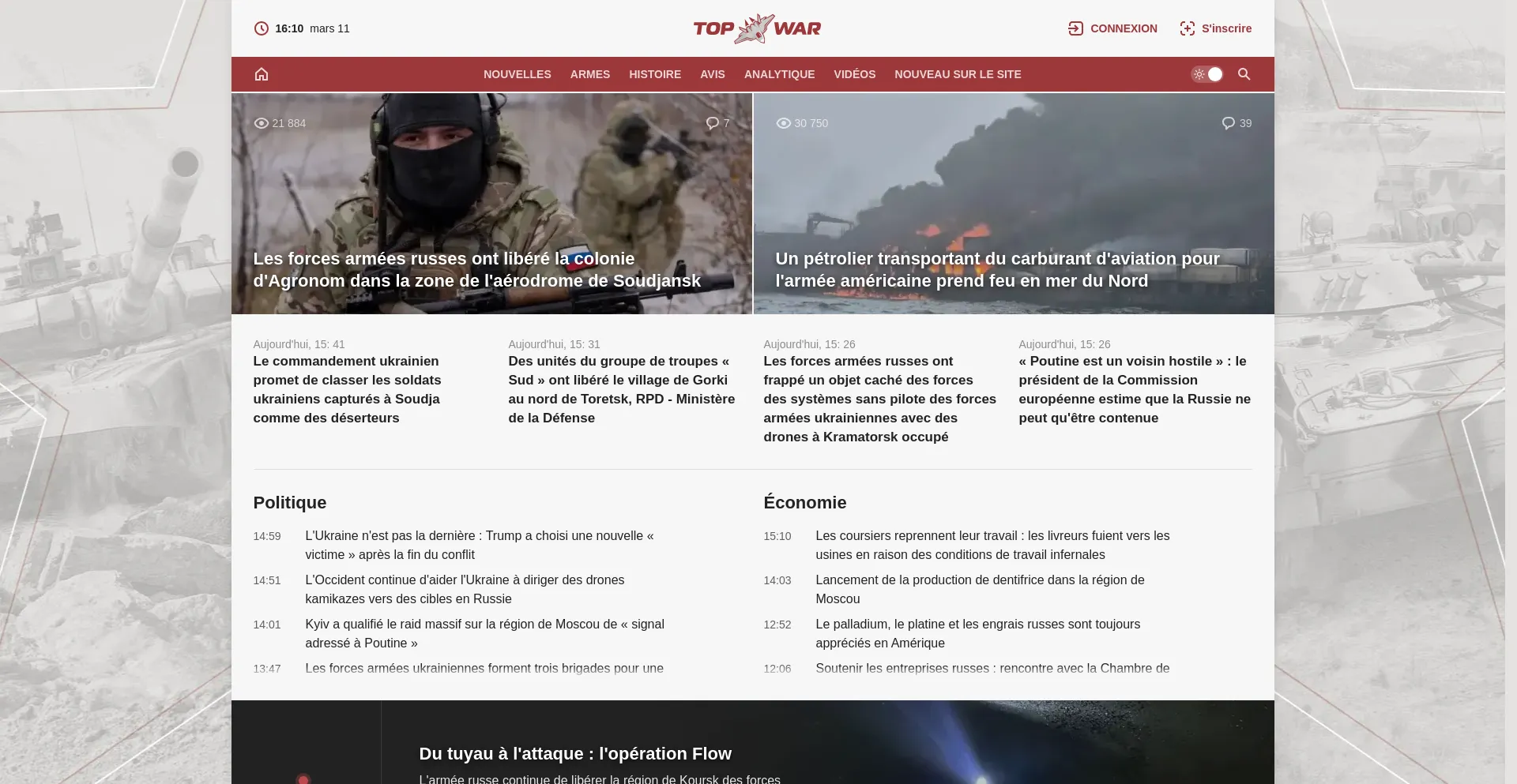Website screenshot of Fr.topwar.ru