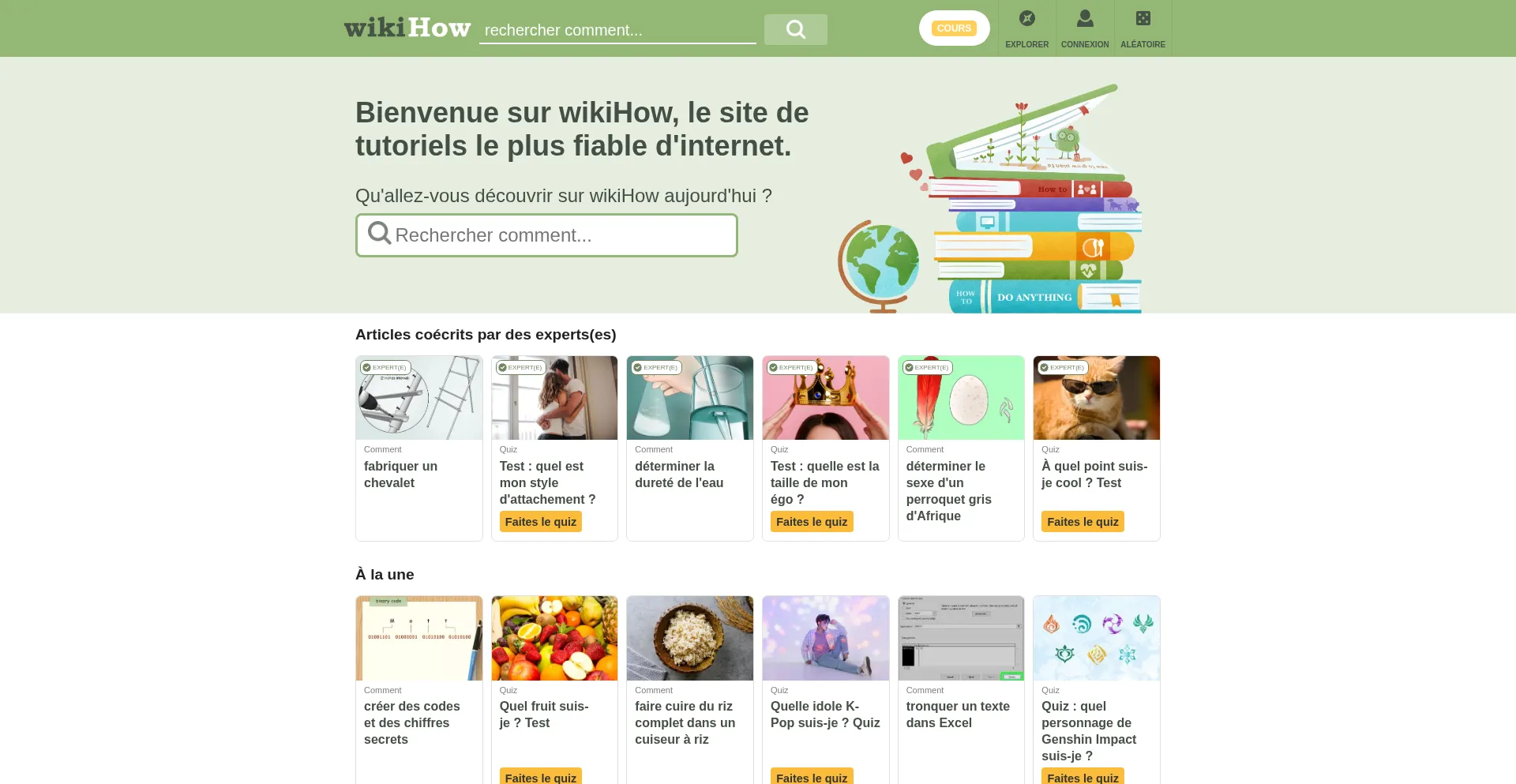 Website screenshot of Fr.wikihow.com