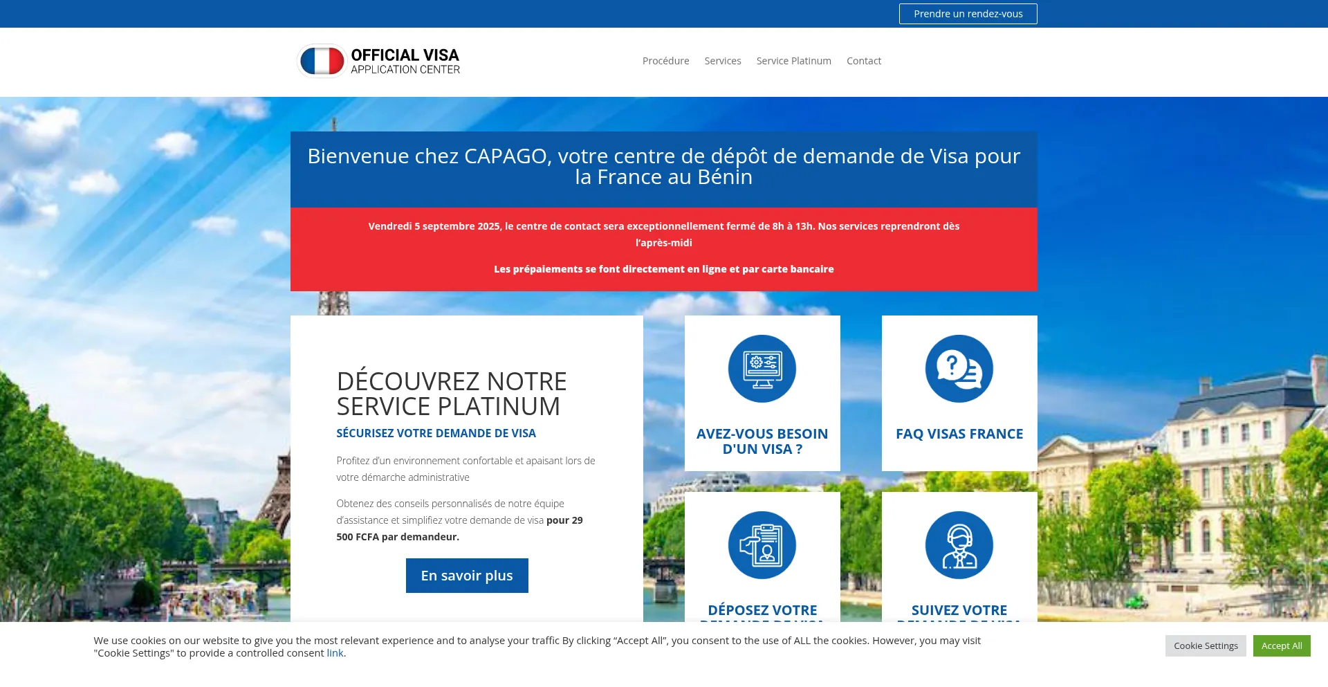 Website screenshot of Fr-bj.capago.eu