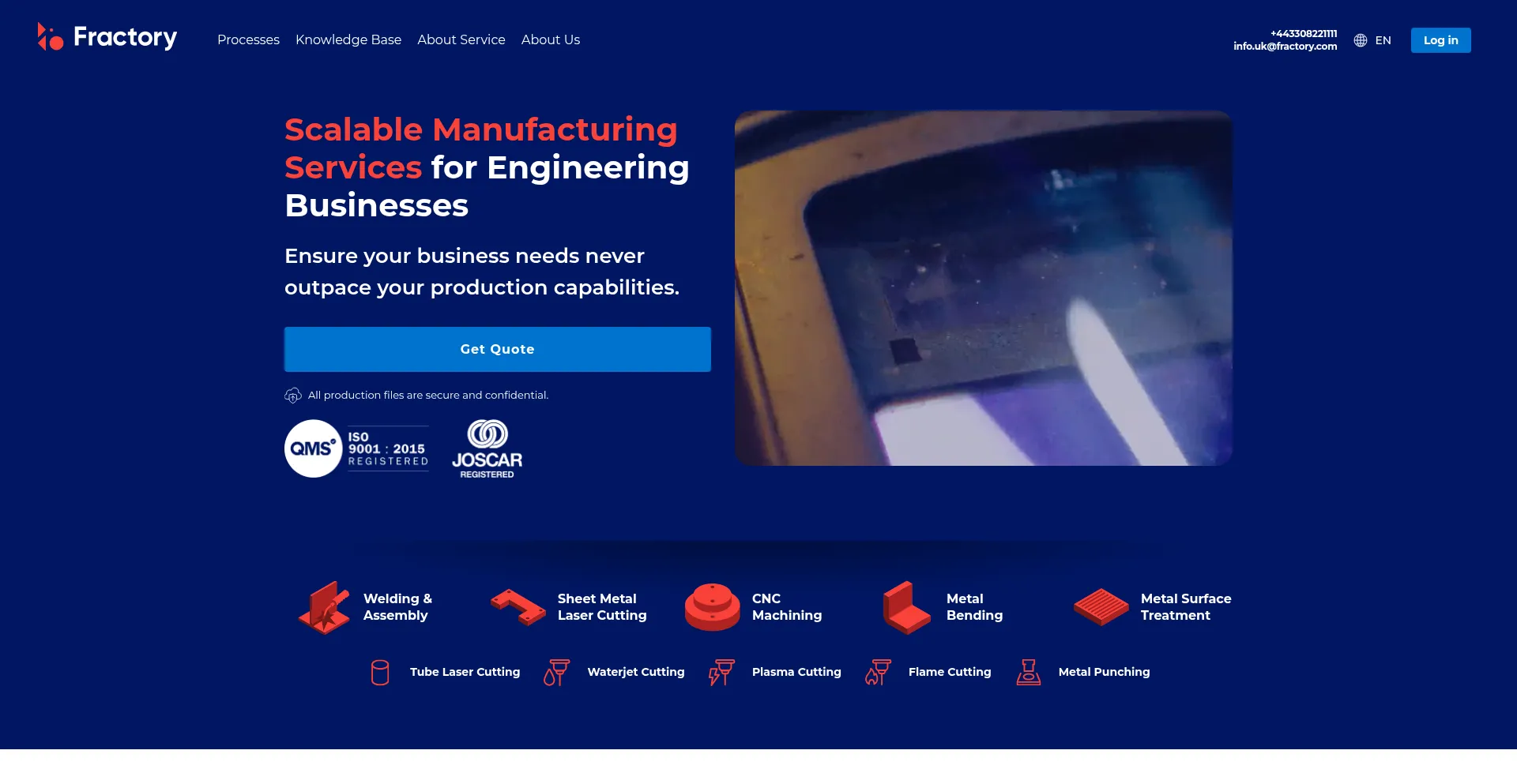 Website screenshot of Fractory.com