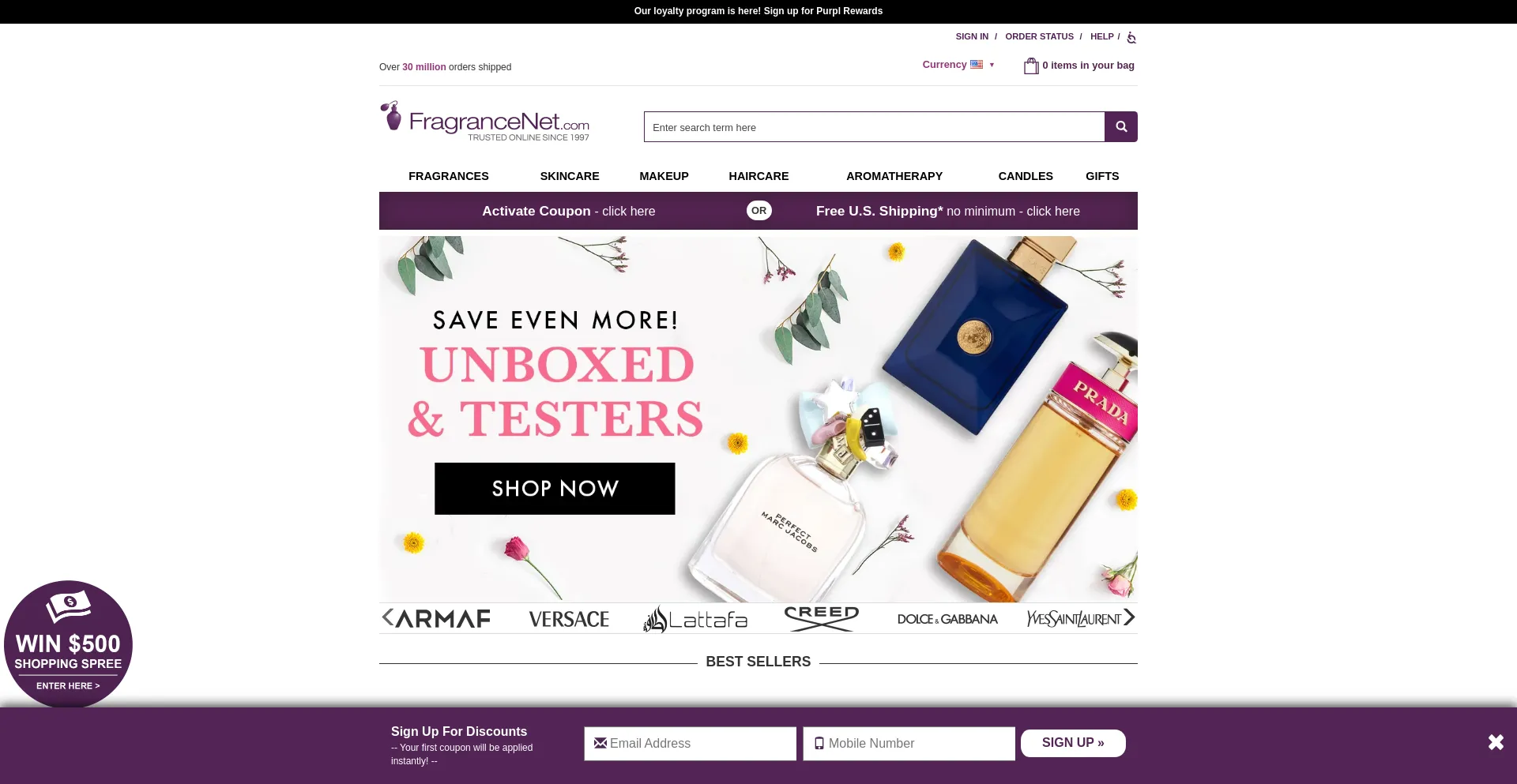 Website screenshot of Fragerancenet.com