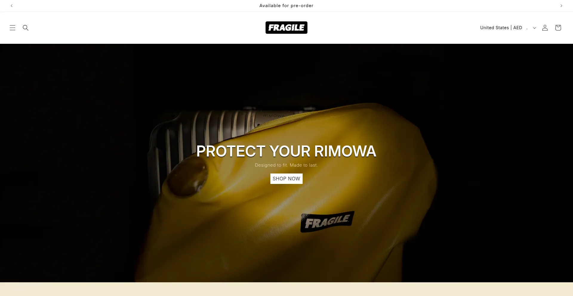 Website screenshot of Fragilebags.com