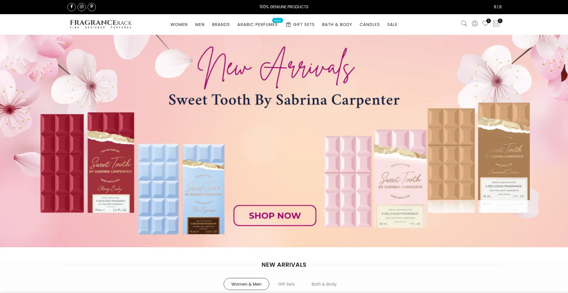 Website screenshot of Fragrancerackshop.com