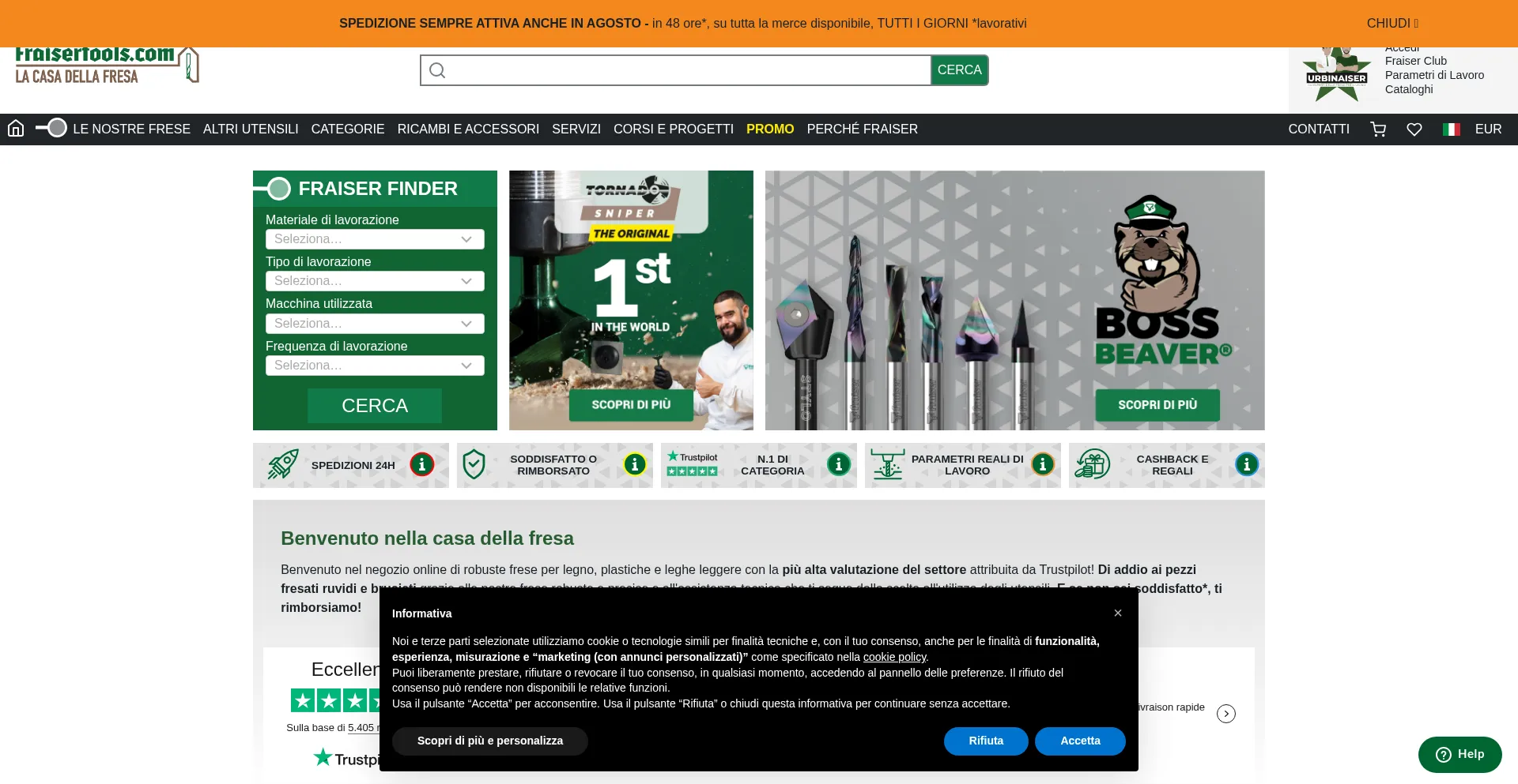 Website screenshot of Fraisertools.com