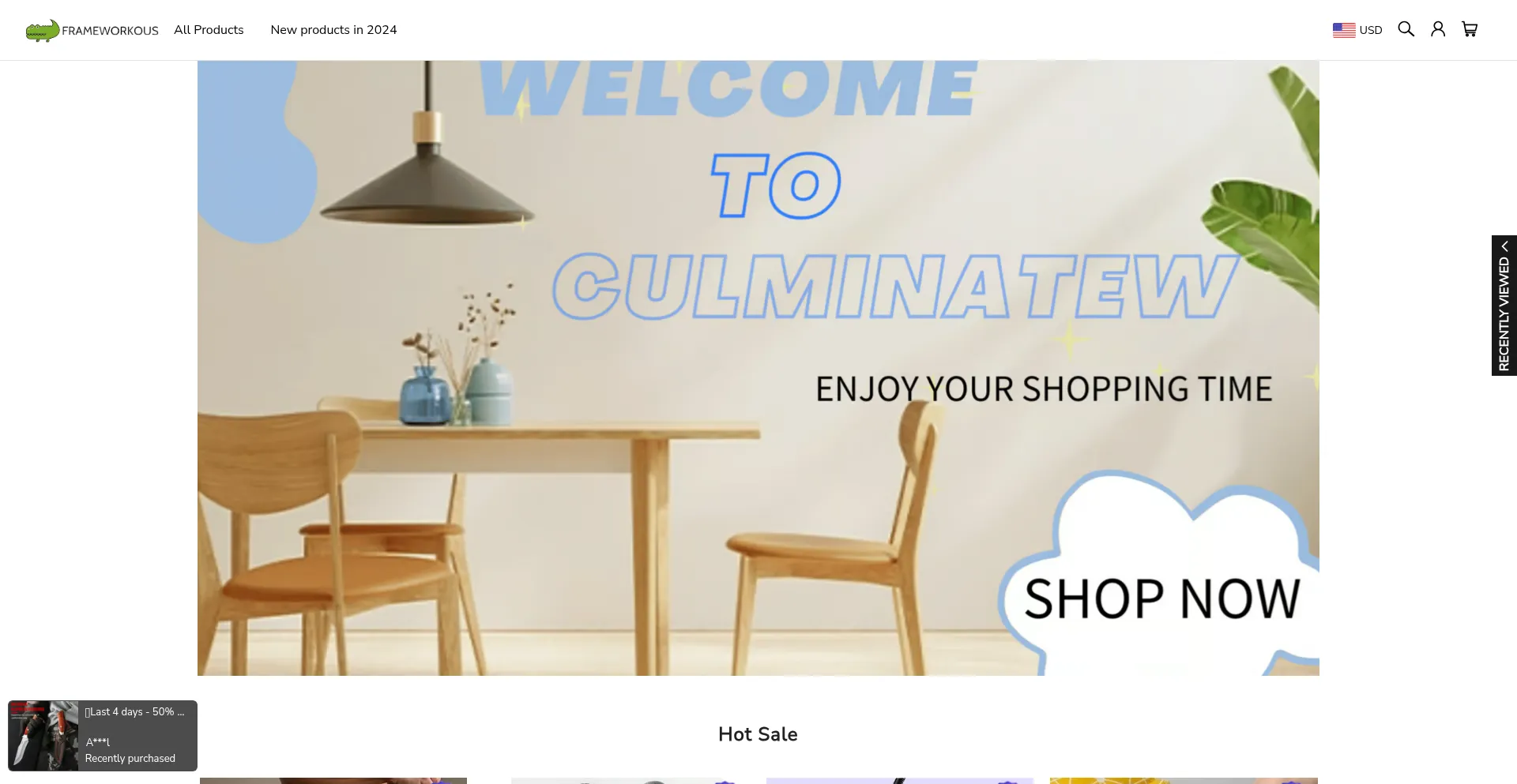 Website screenshot of Frameworkous.com