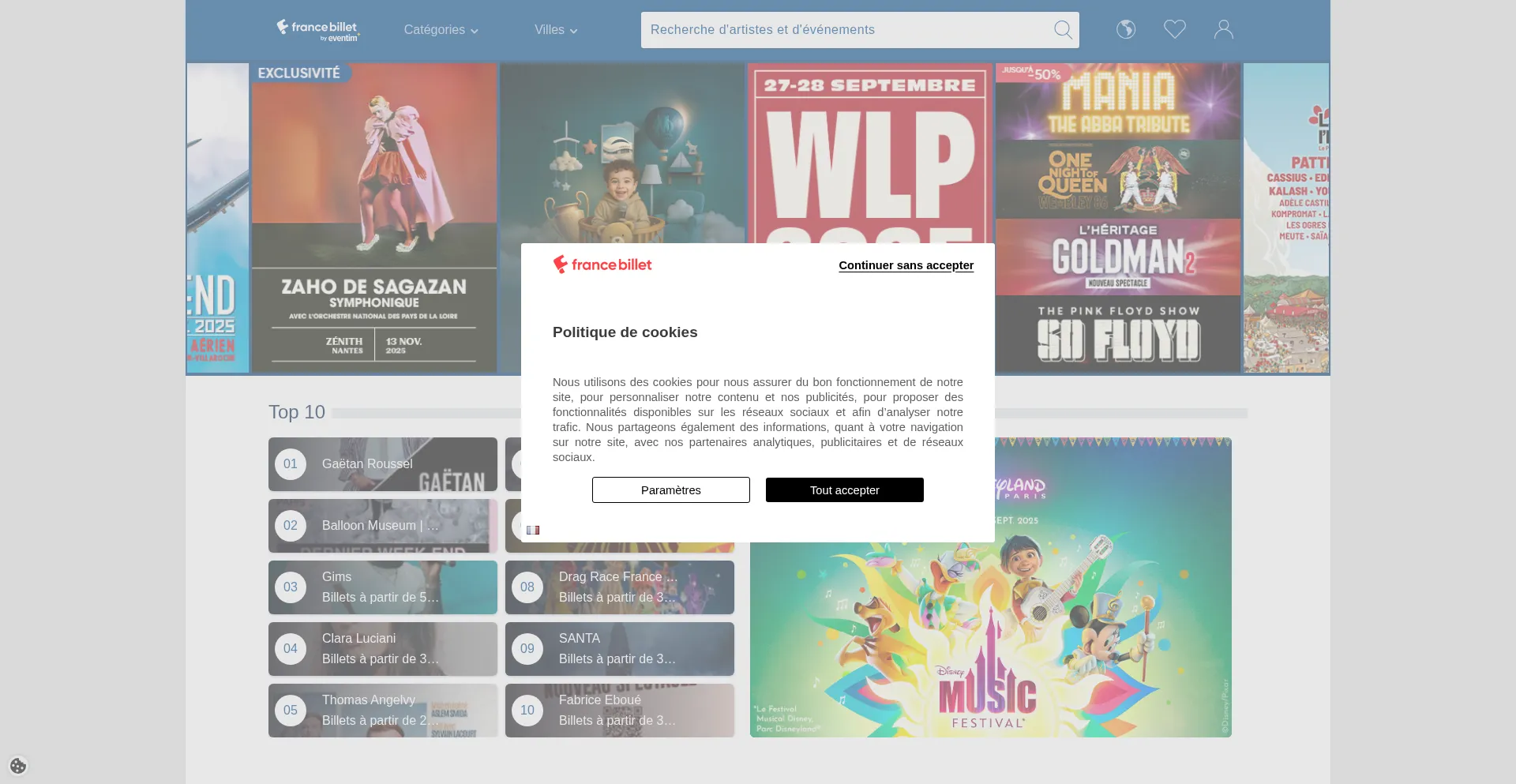 Website screenshot of Francebillet.com