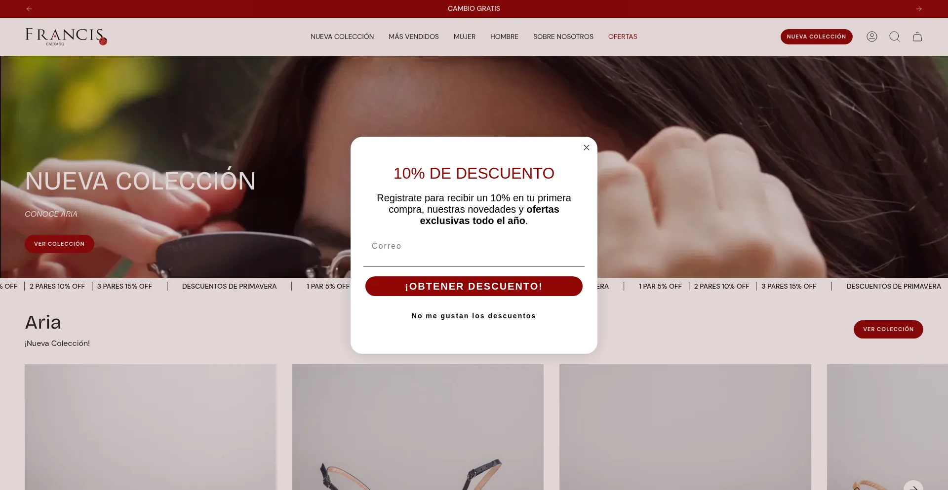 Website screenshot of Francis.com.mx