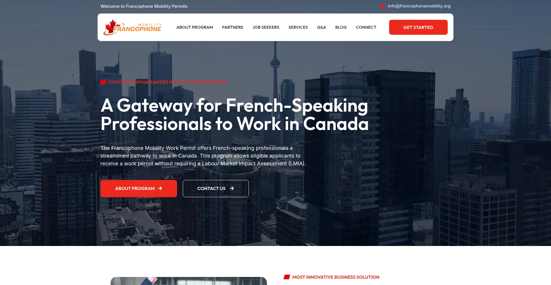 Website screenshot of Francophonemobility.org