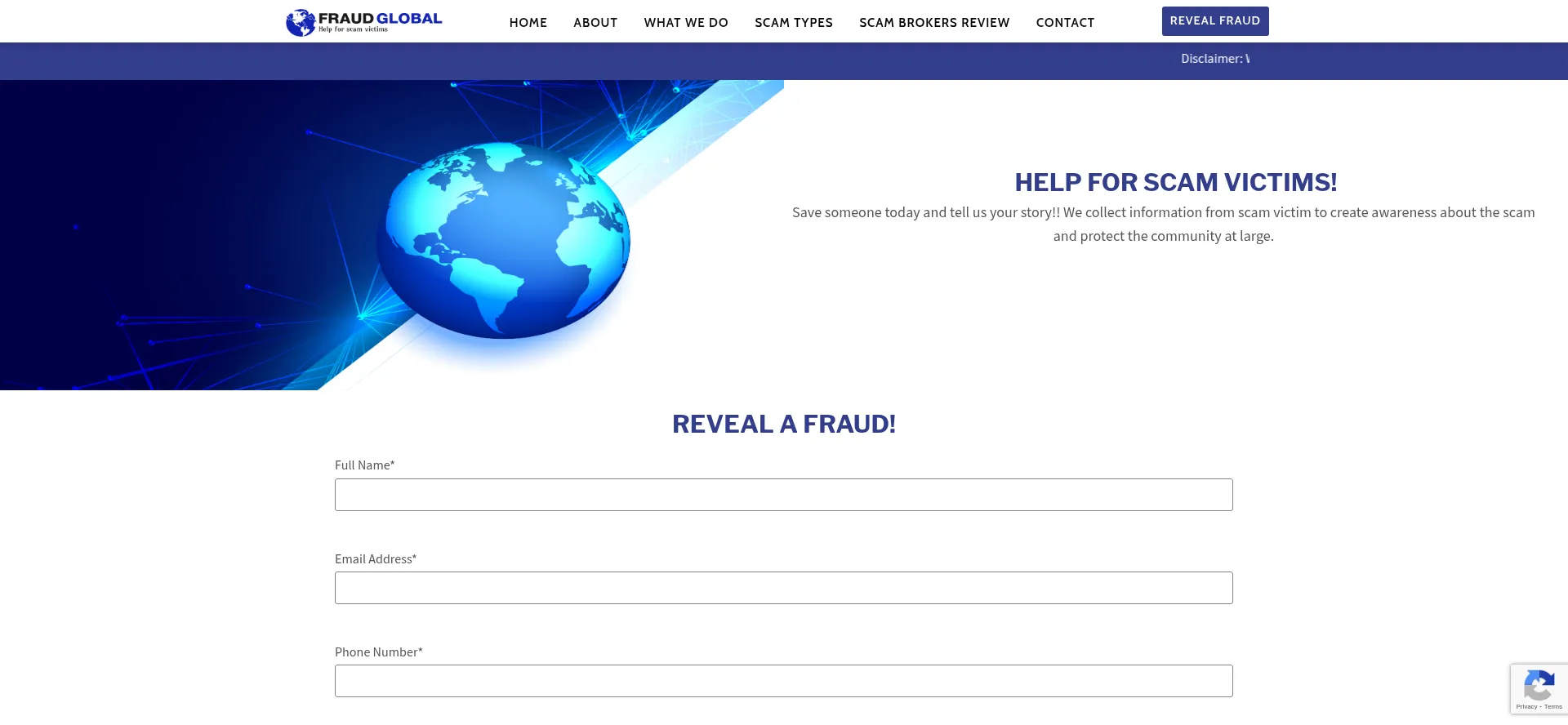 Website screenshot of Fraudglobal.com