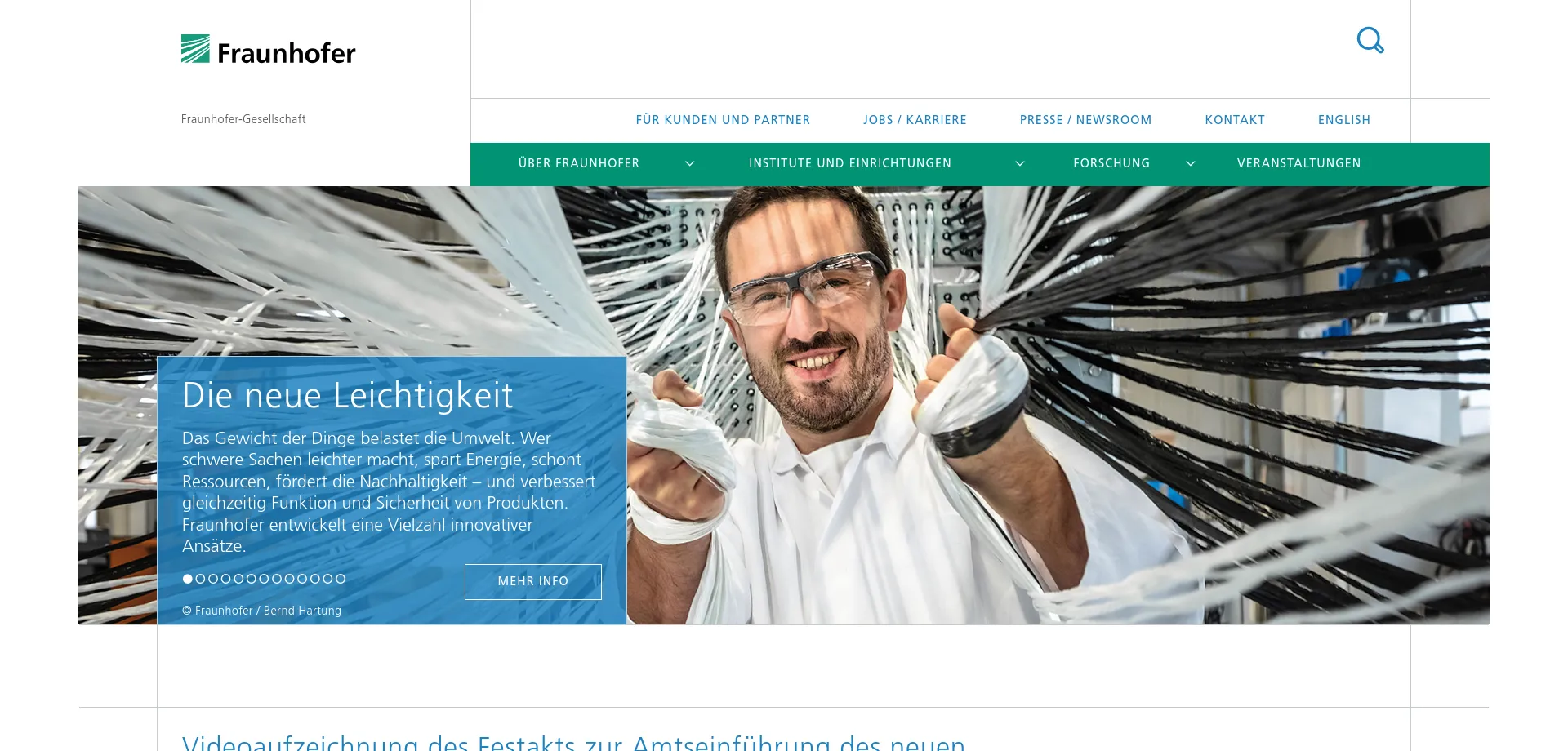Homepage Fraunhofer-Gesellschaft