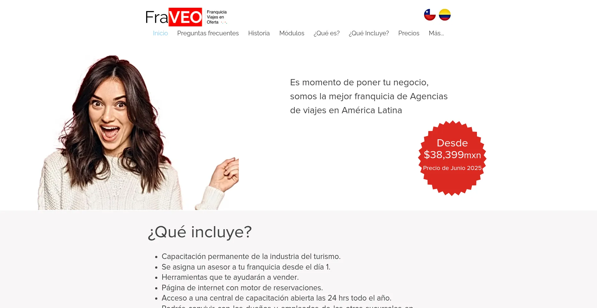 Website screenshot of Fraveo.com