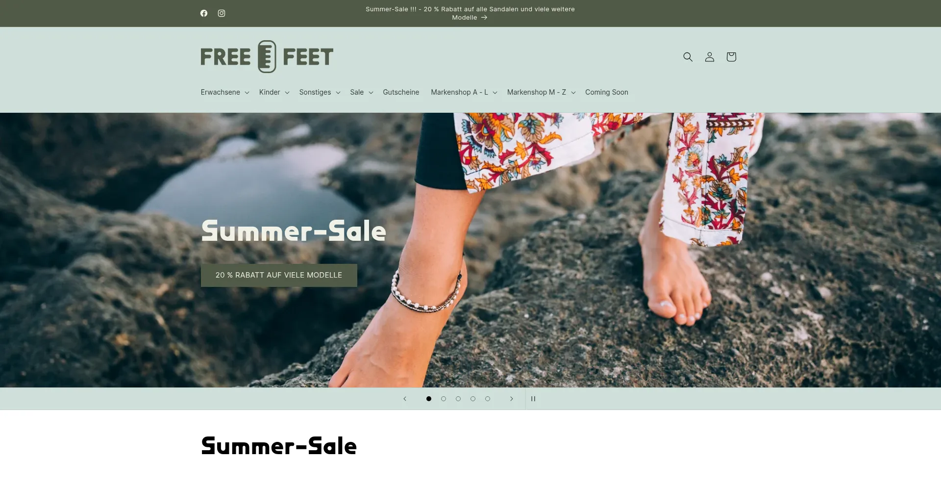 Website screenshot of Free-feet.at