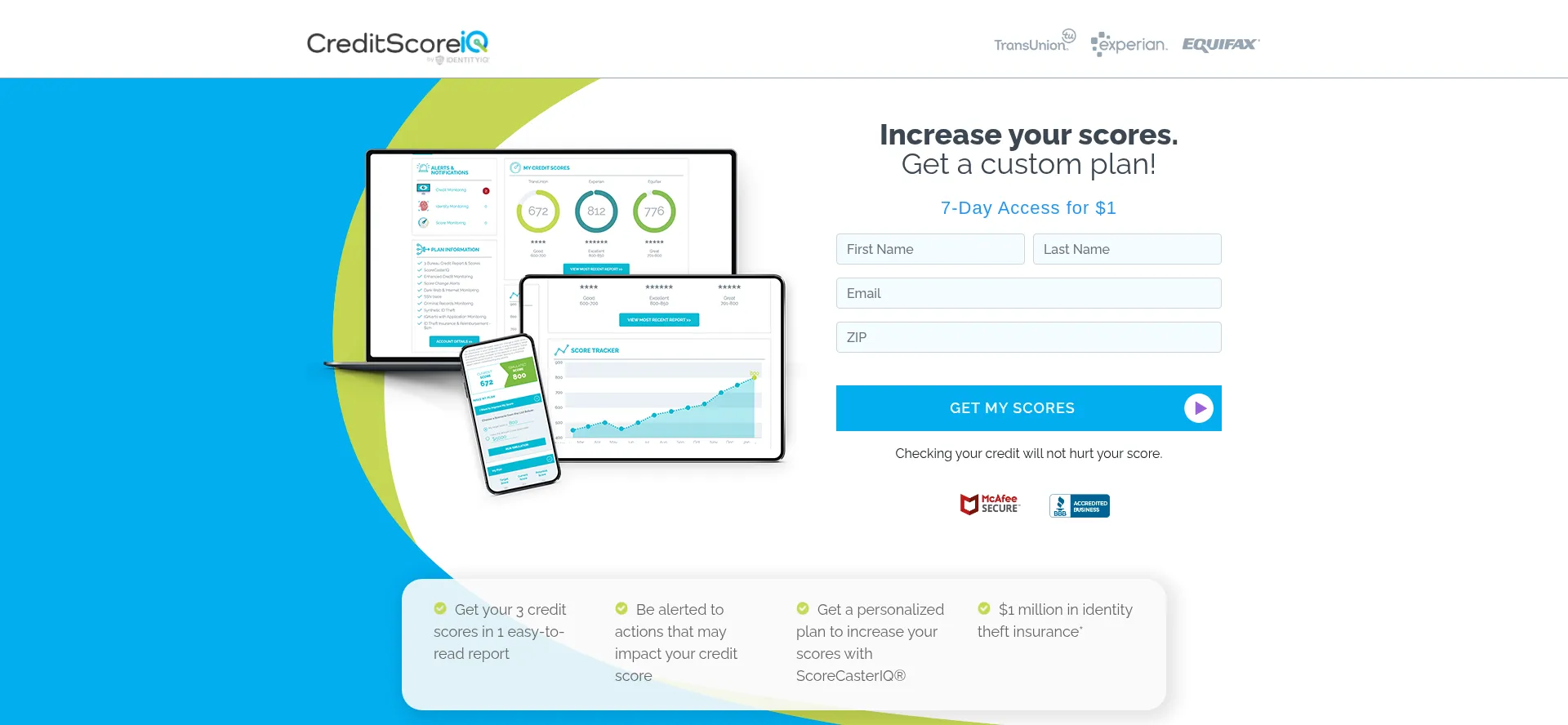 Website screenshot of Freecreditscoress.com