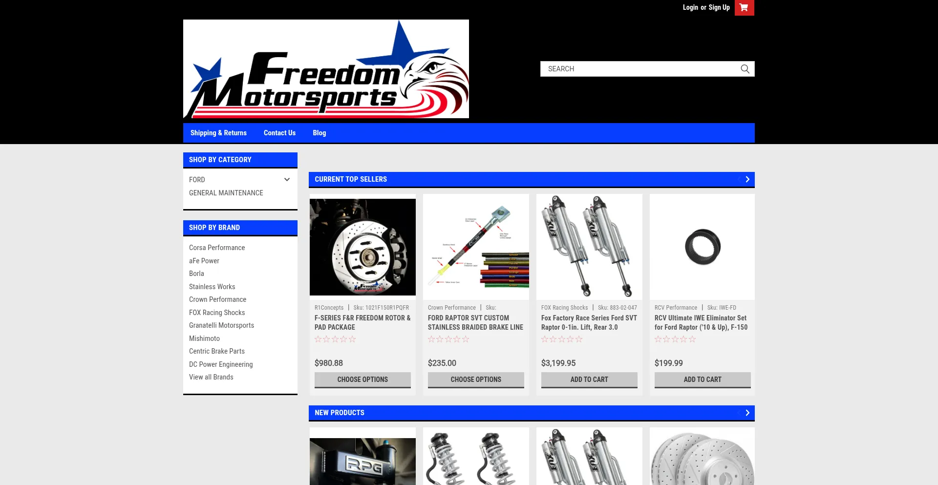 Website screenshot of Freedommotorsports.com