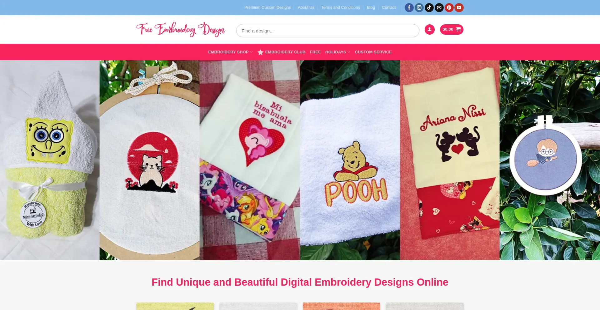 Website screenshot of Freeembroiderydesign.net