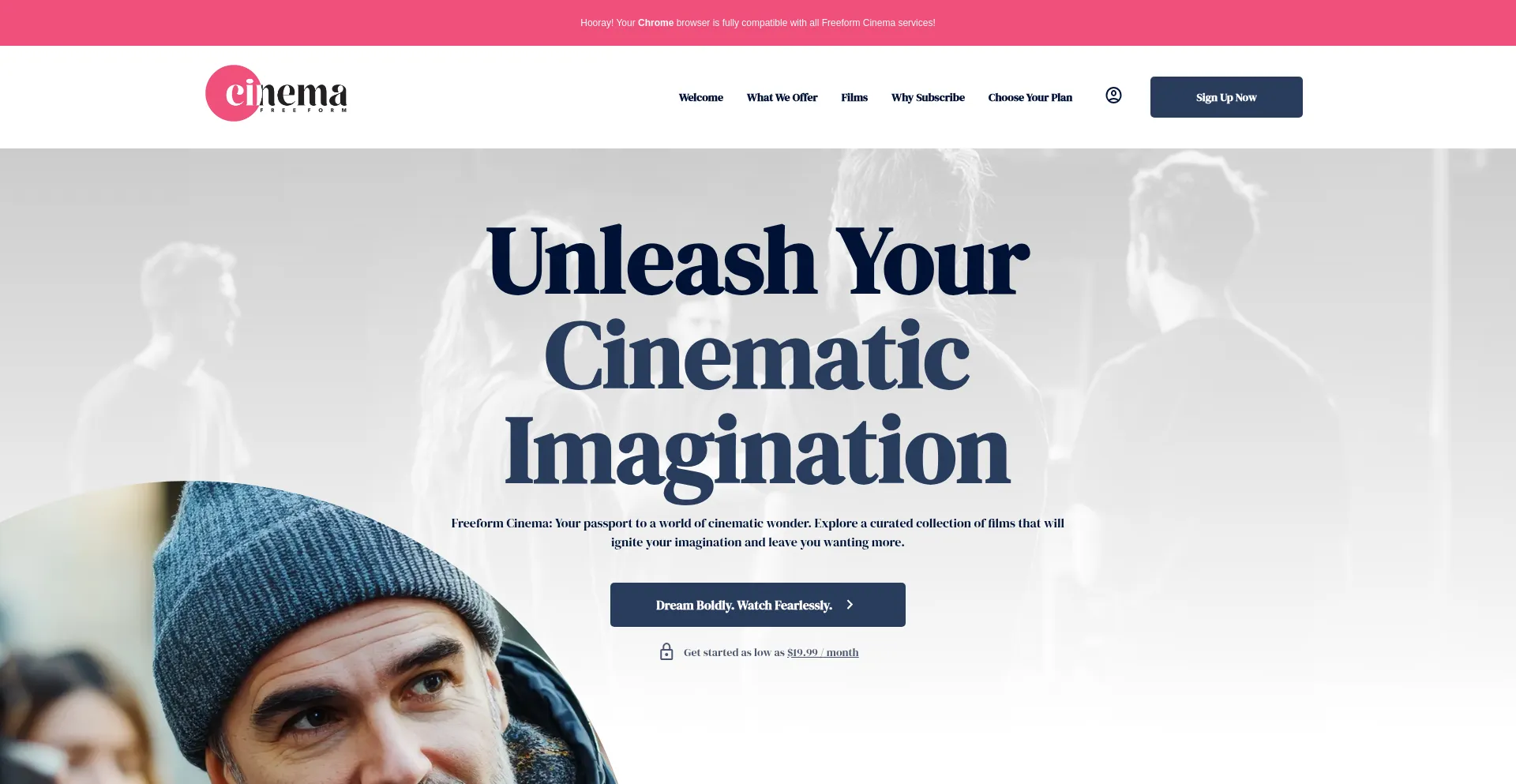 Website screenshot of Freeformcinema.com