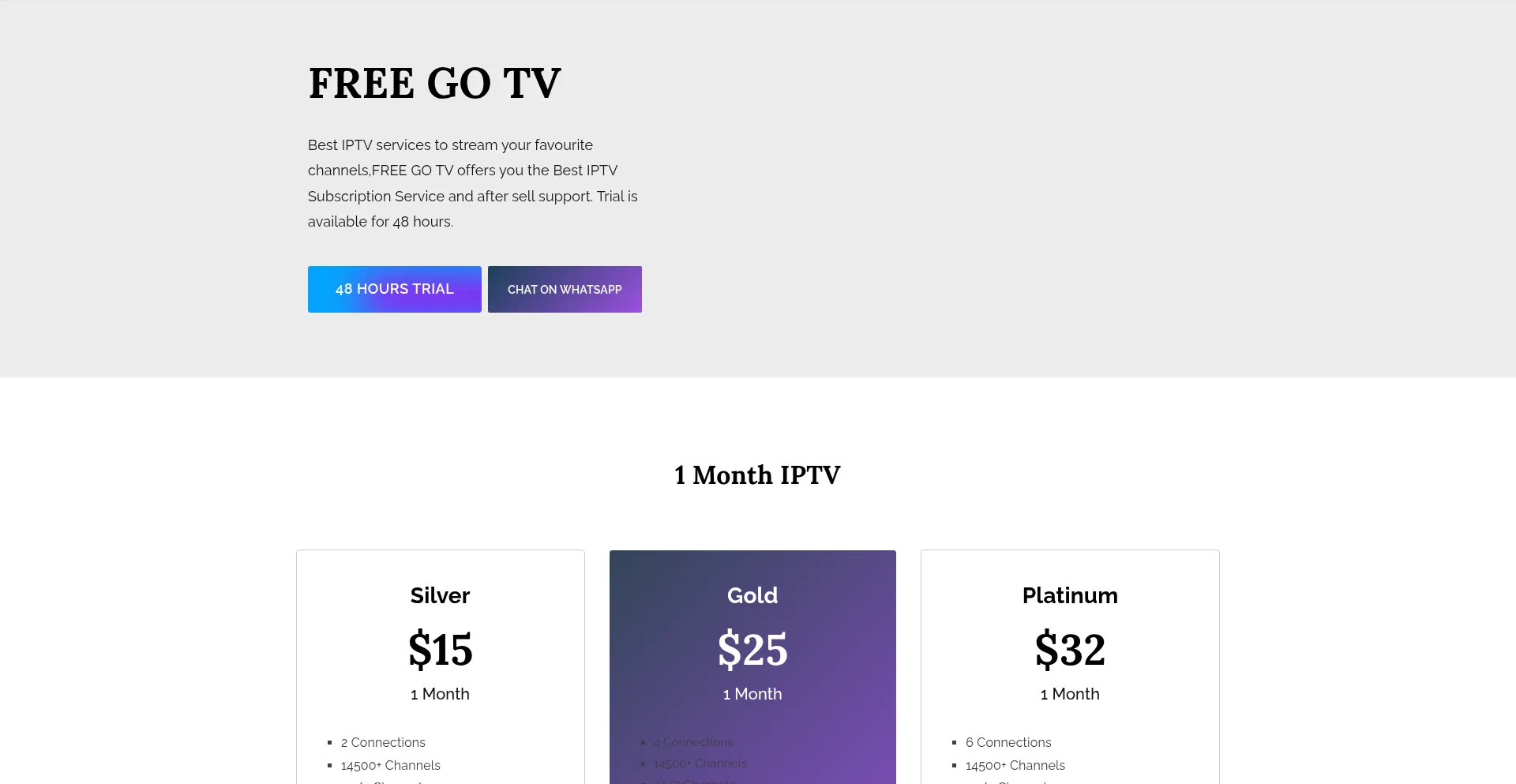 Website screenshot of Freegotv.net