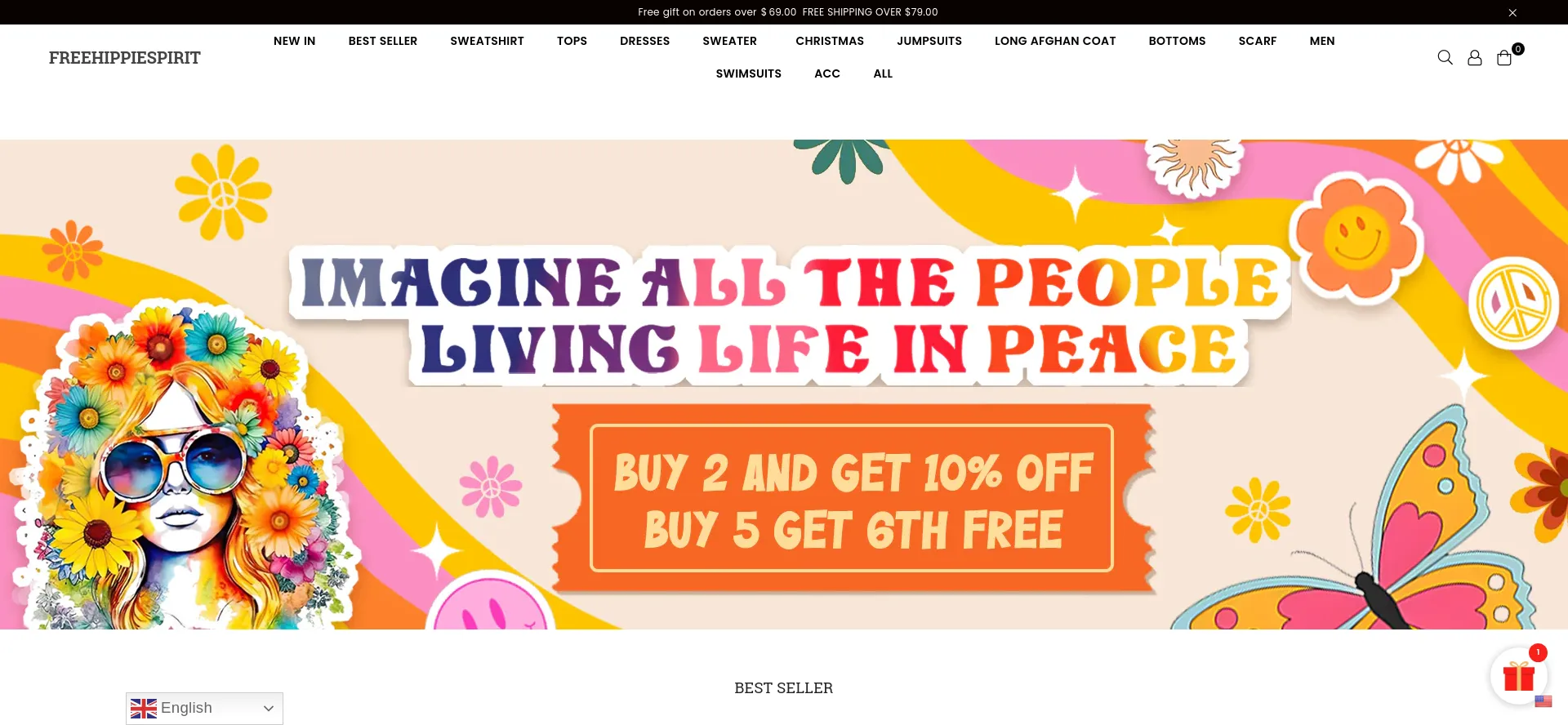 Website screenshot of Freehippiespirit.com