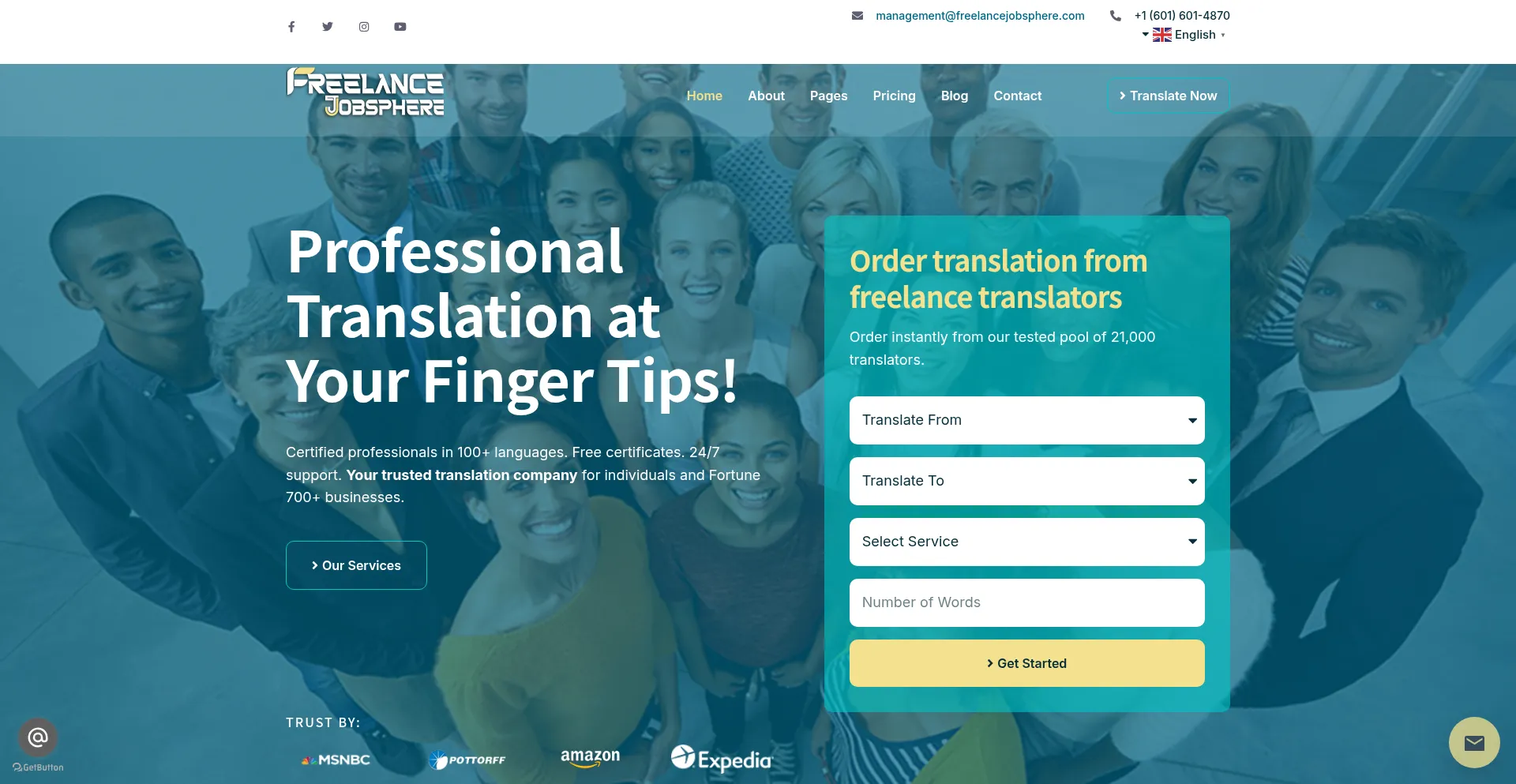 Website screenshot of Freelancejobsphere.com