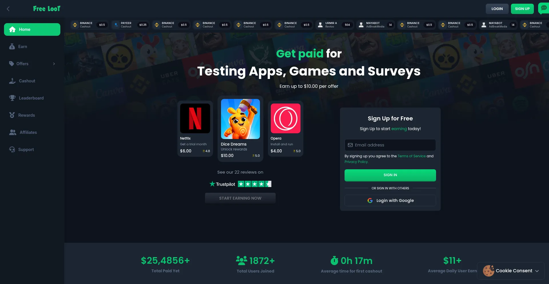 Freeloot.co Screenshot