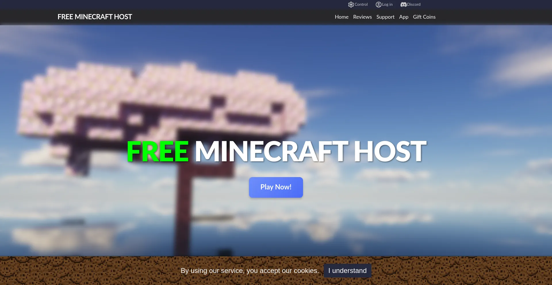 Website screenshot of Freeminecrafthost.com
