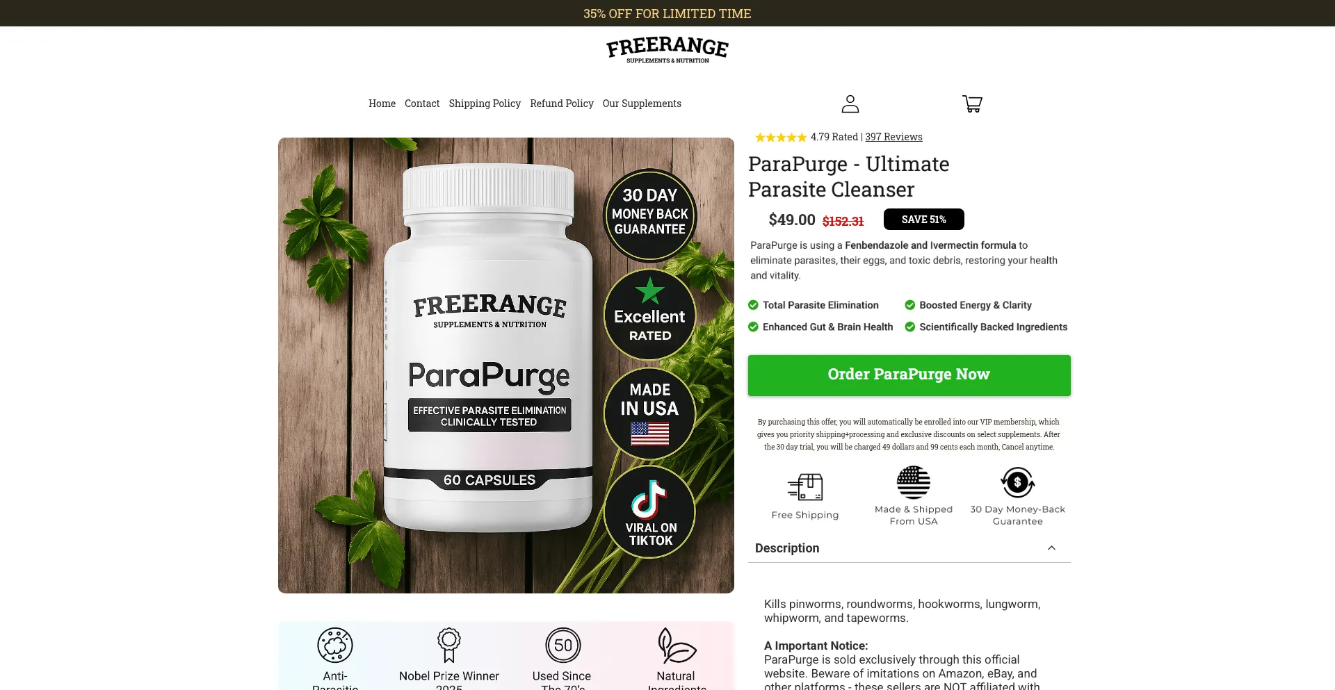 Website screenshot of Freerangeconsumables.com