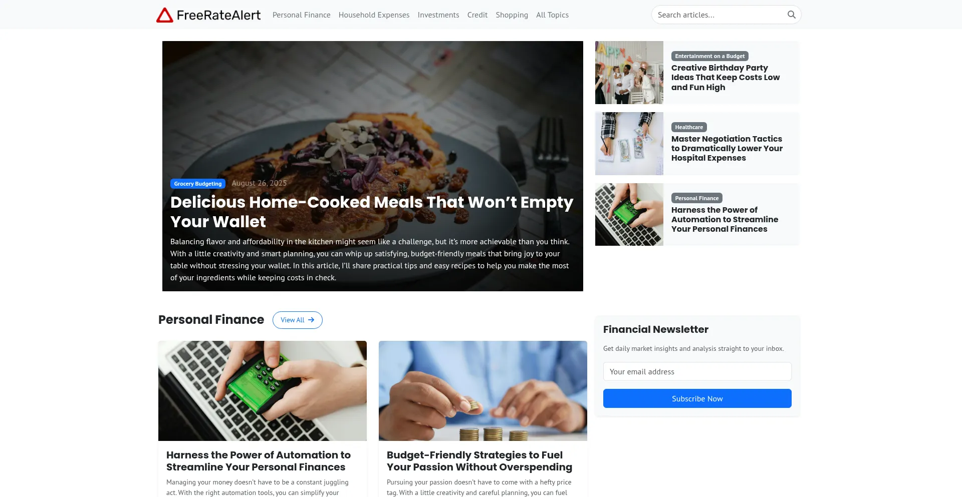 Freeratealert.com Screenshot