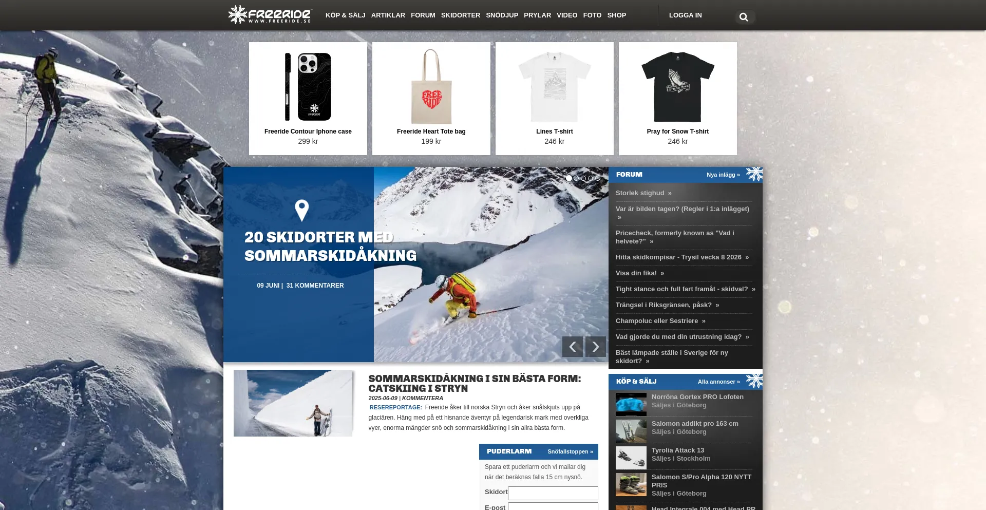 Website screenshot of Freeride.se