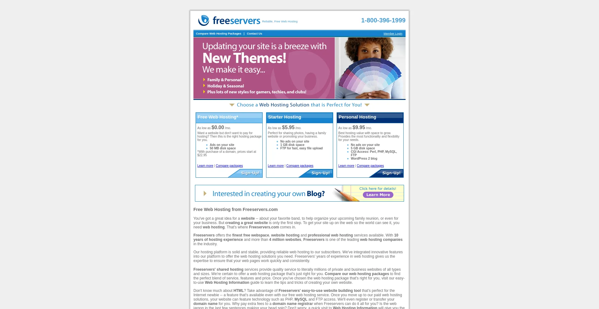 Website screenshot of Freeservers.com