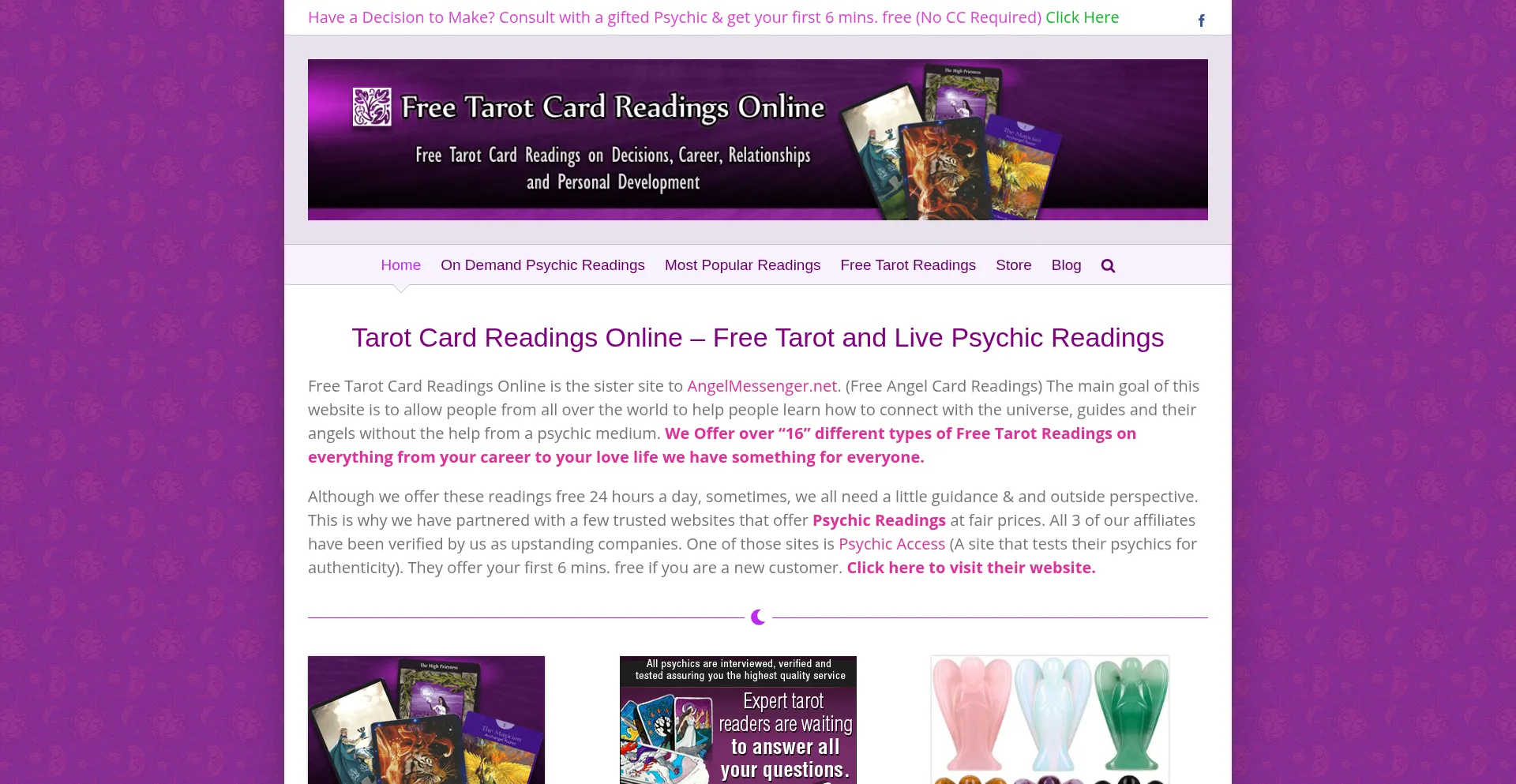 Freetarotcardreadingsonline.com Screenshot