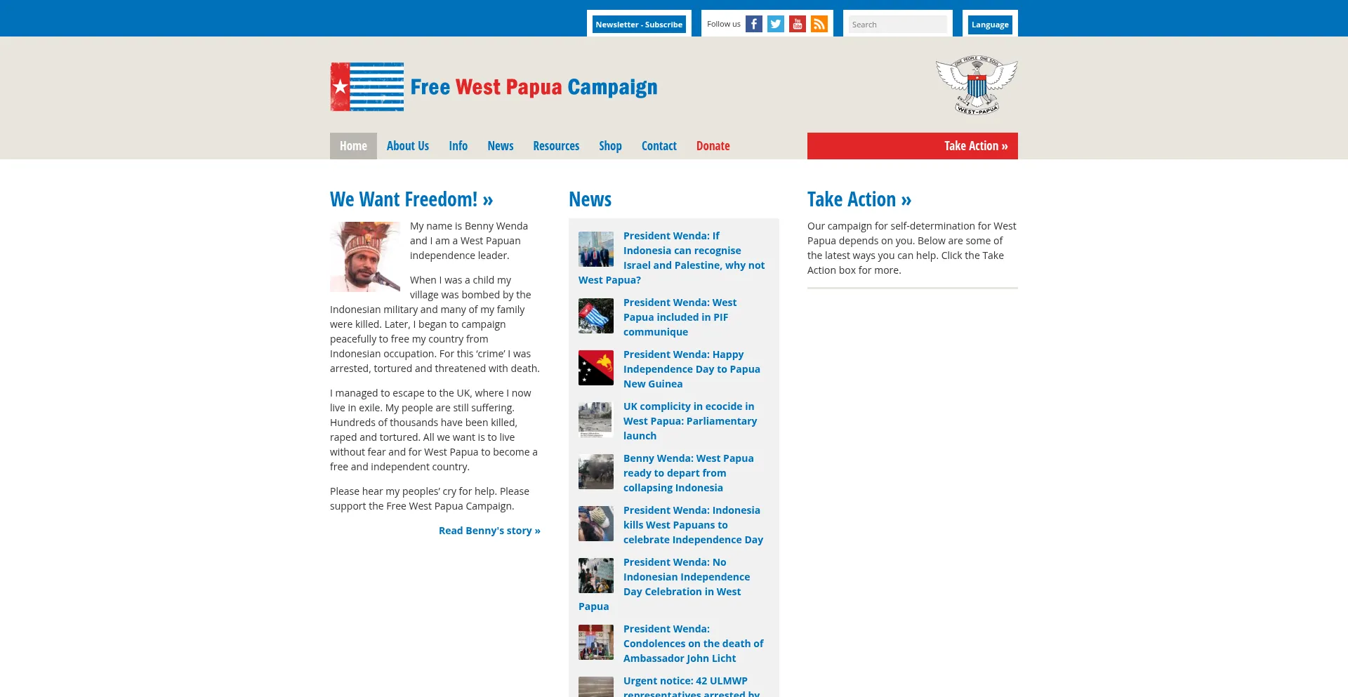 Freewestpapua.org Screenshot