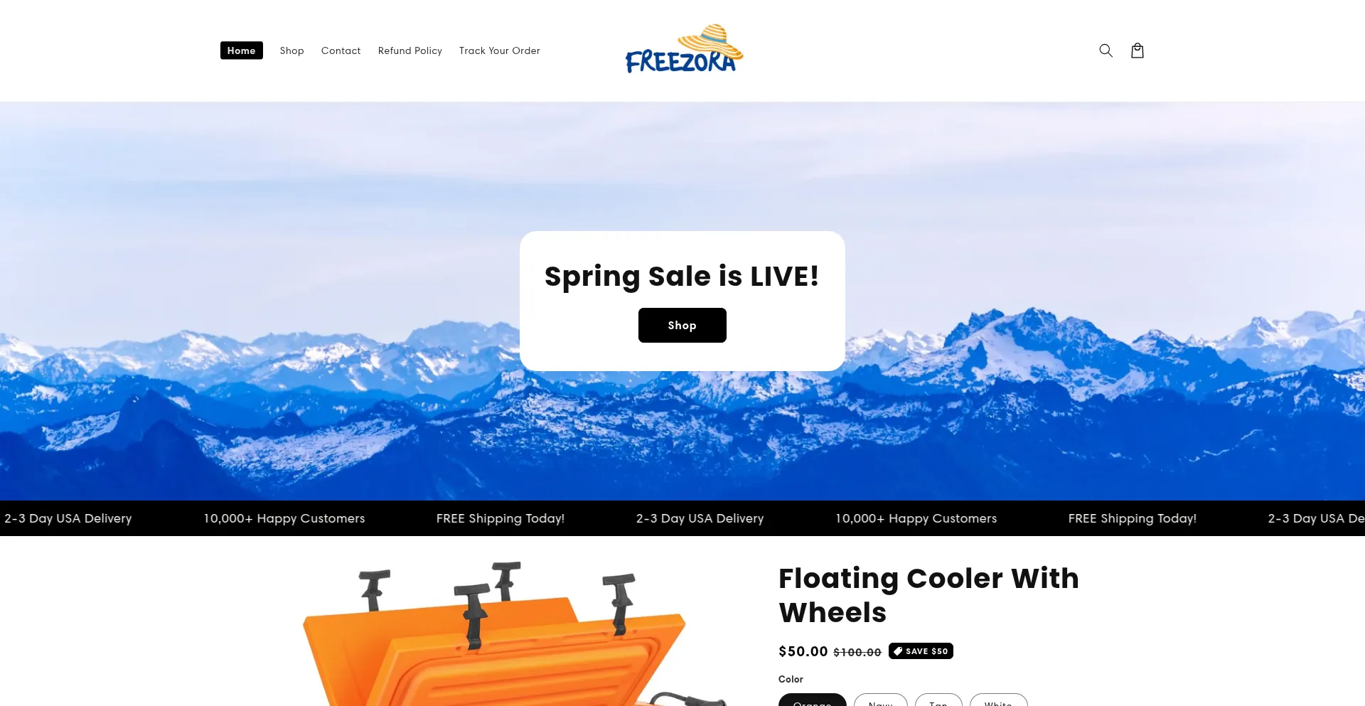 Website screenshot of Freezora.com